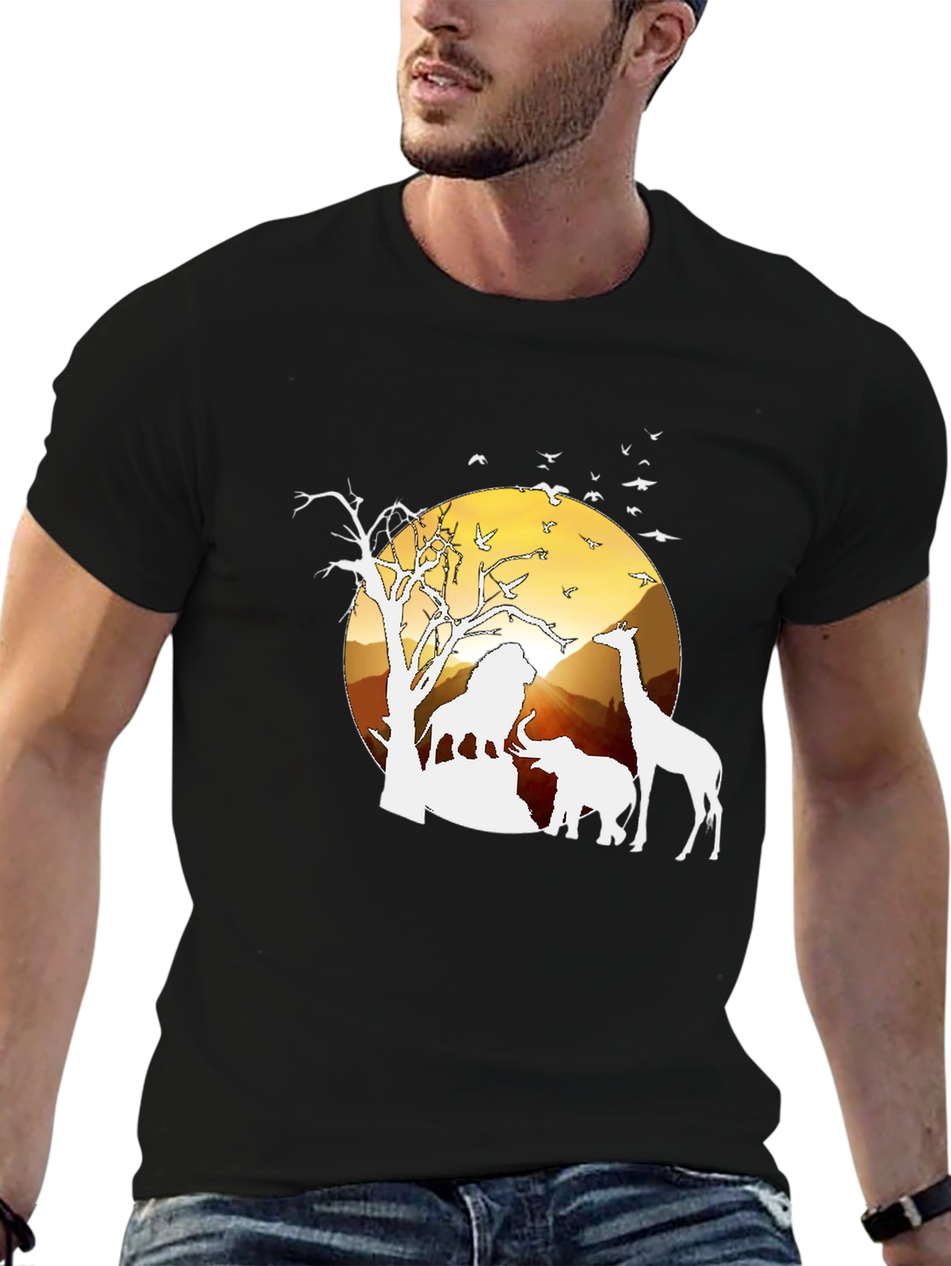 Safari Sunset Graphic Tee - Nature Mens Shirt