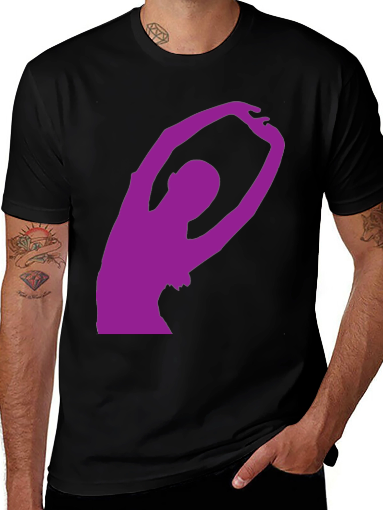 Black T-Shirt with Purple Dancer Silhouette
