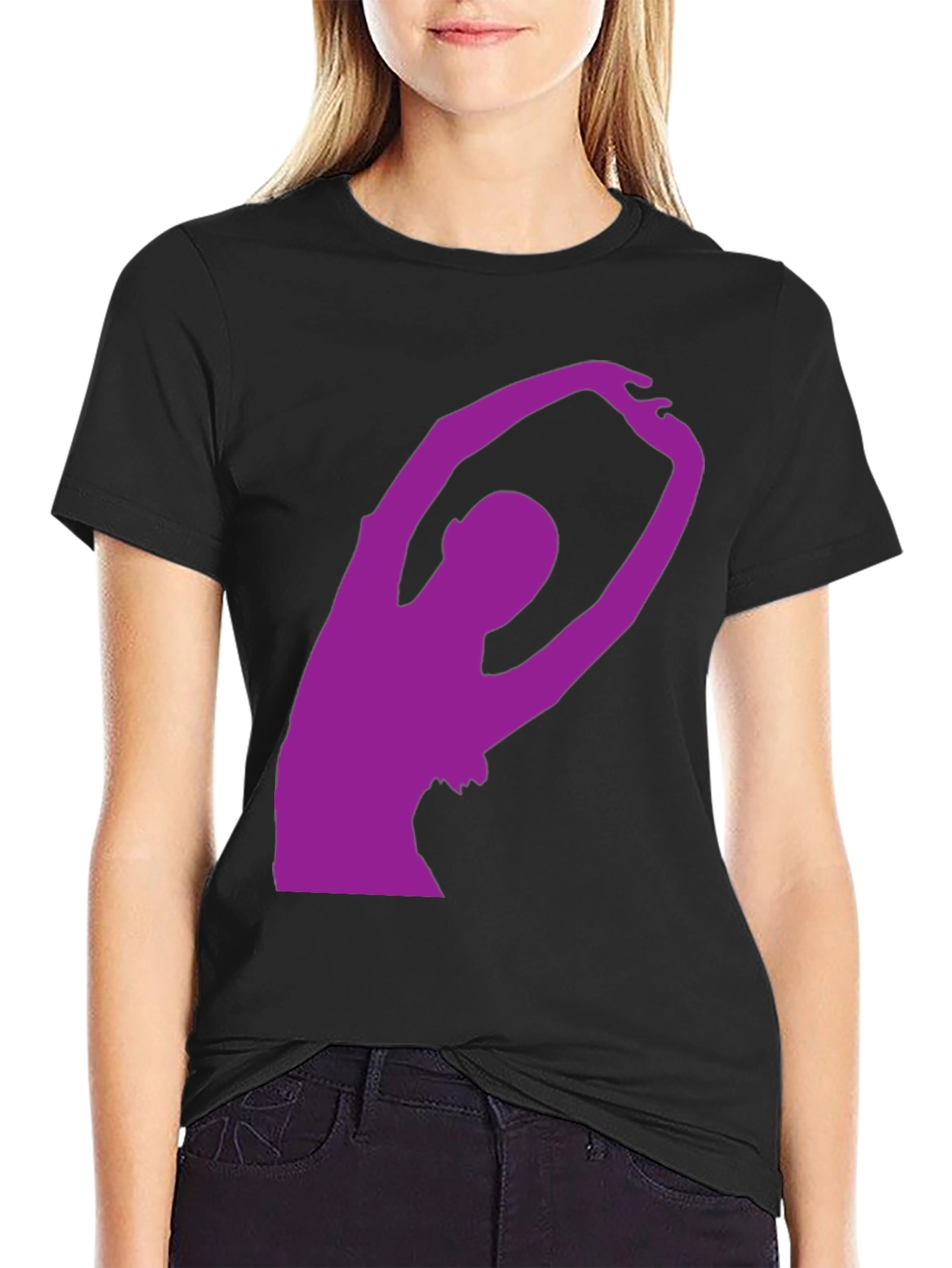 Black T-Shirt with Purple Dancer Silhouette