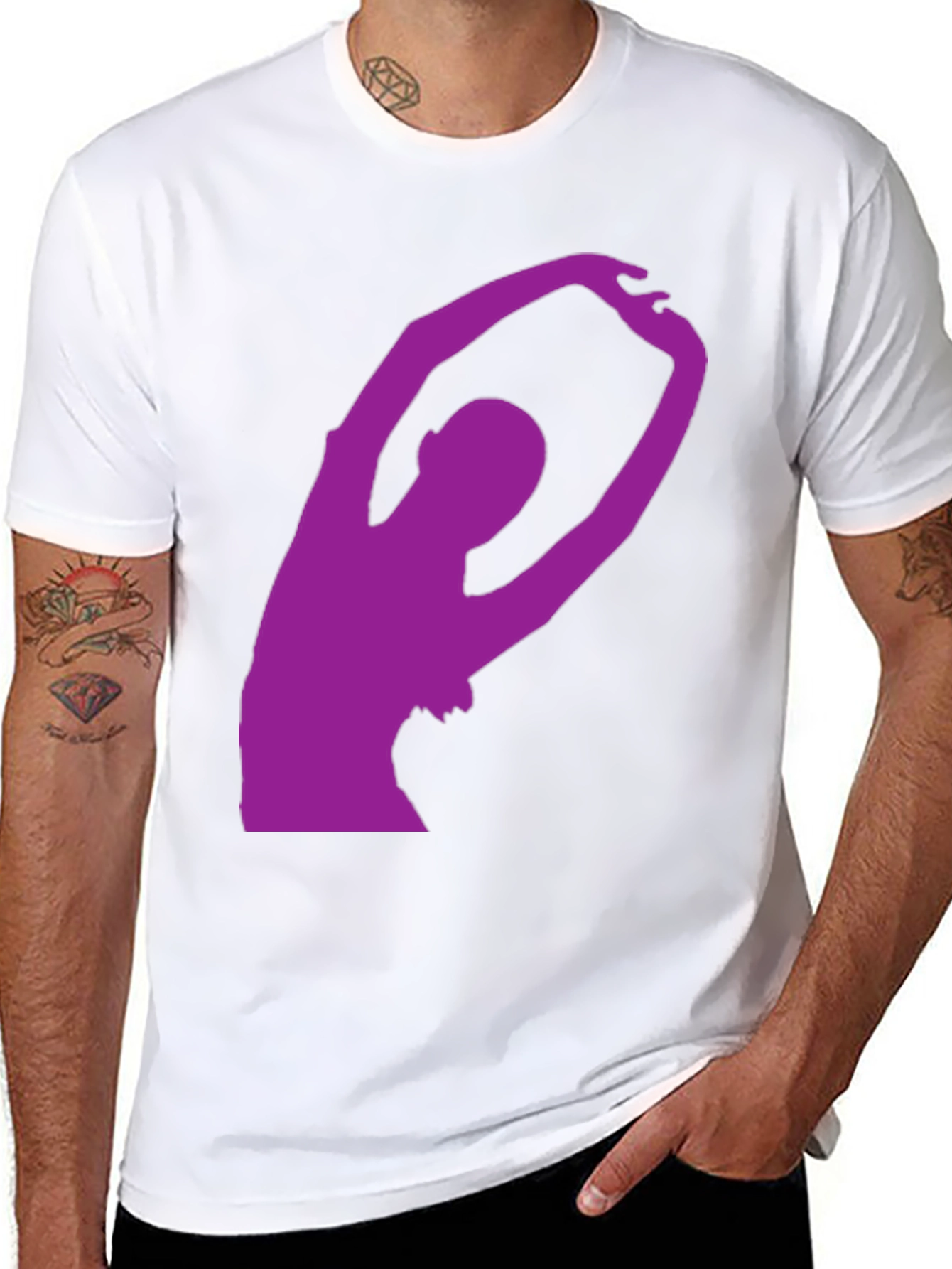Black T-Shirt with Purple Dancer Silhouette