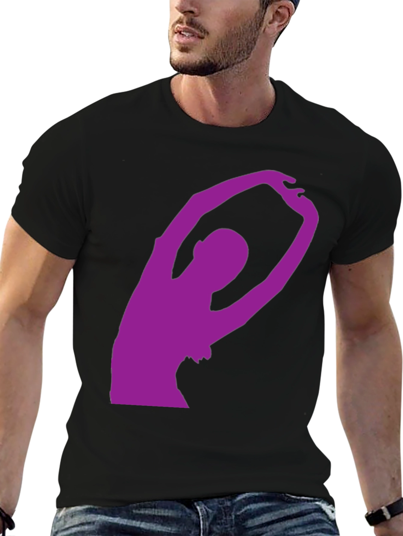 Black T-Shirt with Purple Dancer Silhouette