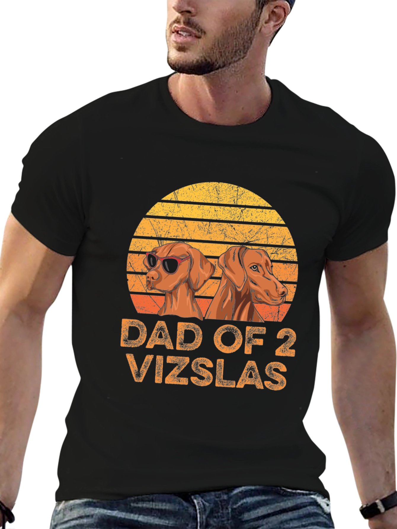 Dad of 2 Vizslas T-Shirt - Dog Lover Tee