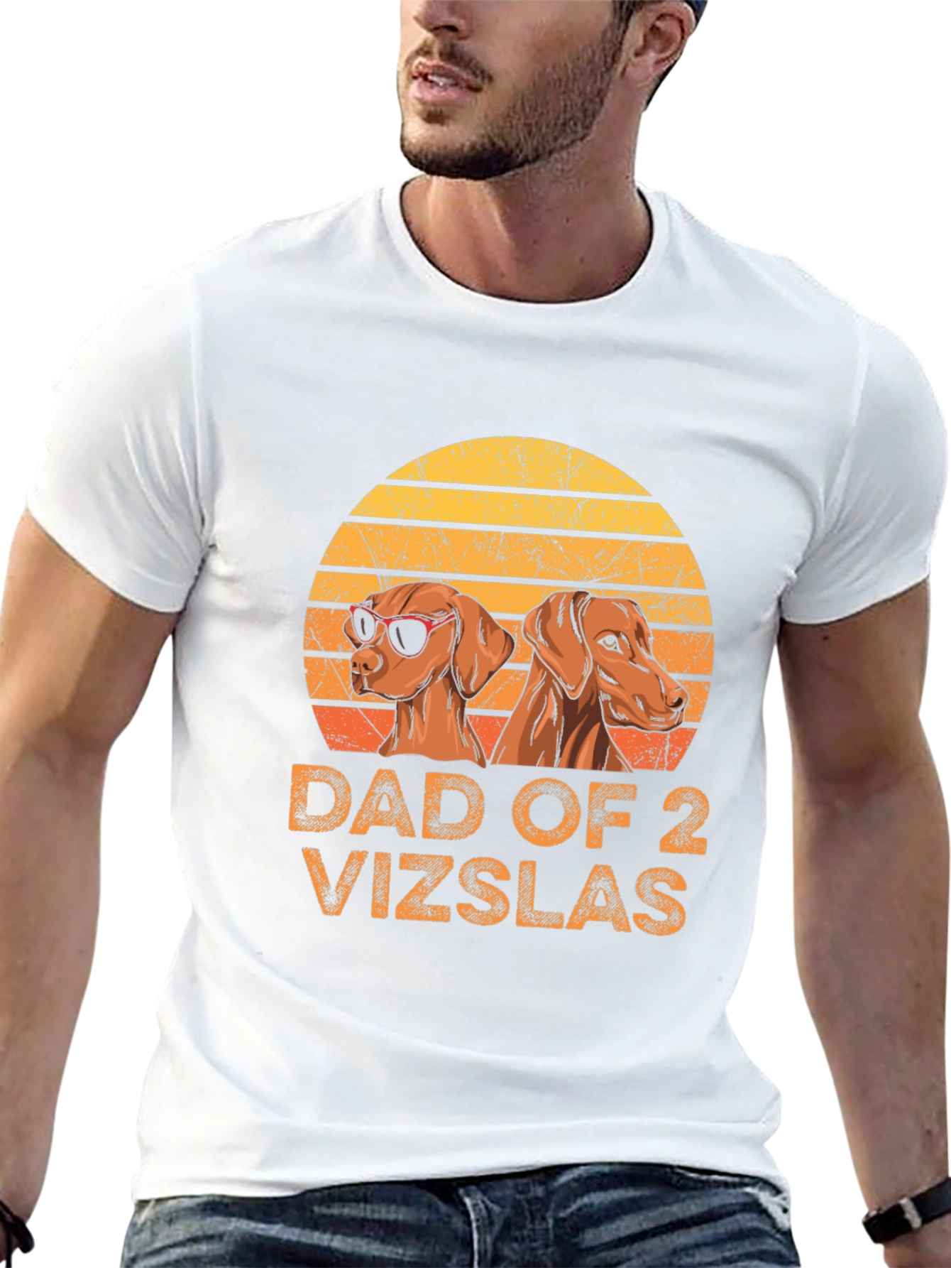 Dad of 2 Vizslas T-Shirt - Dog Lover Tee