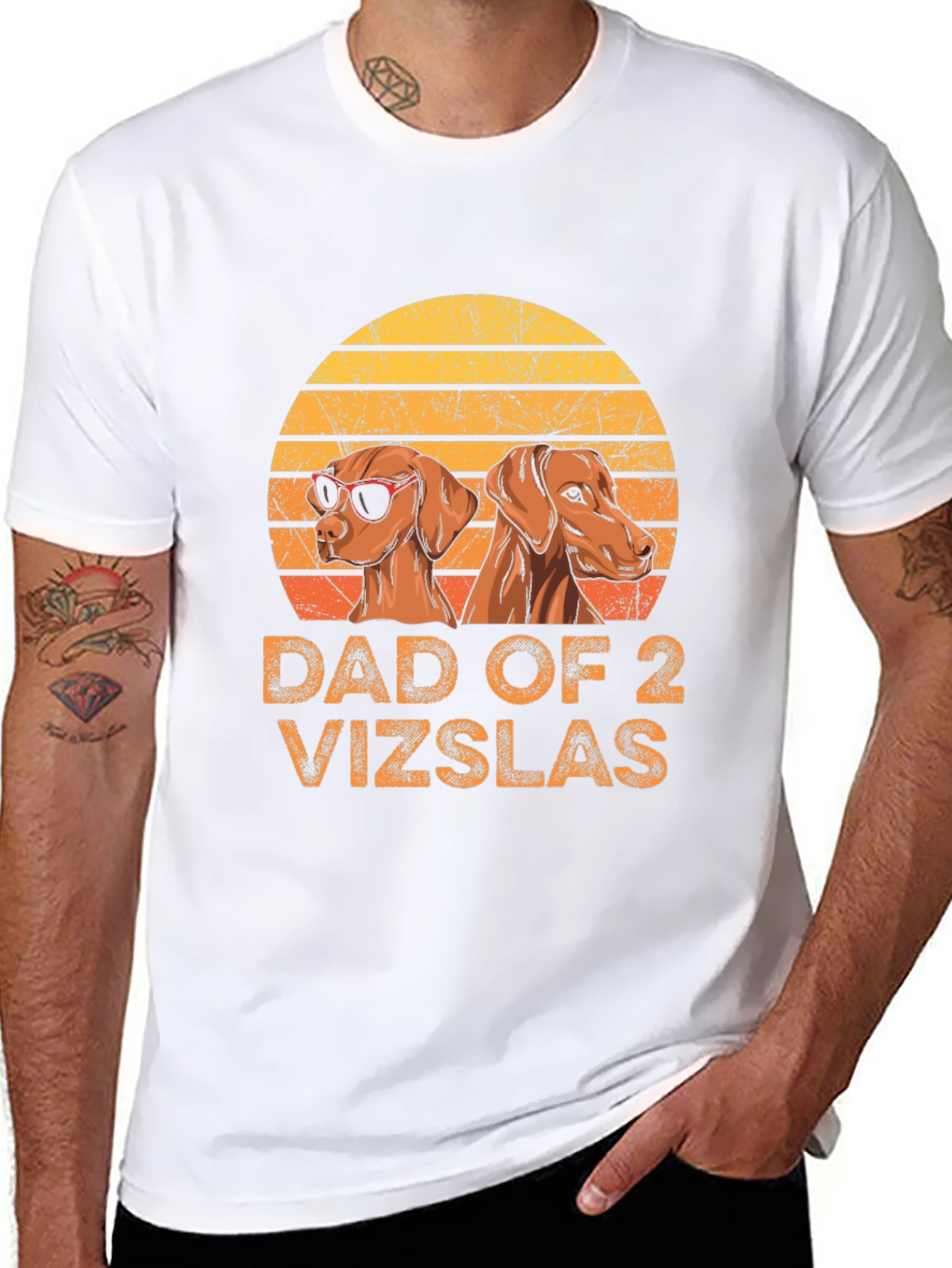 Dad of 2 Vizslas T-Shirt - Dog Lover Tee