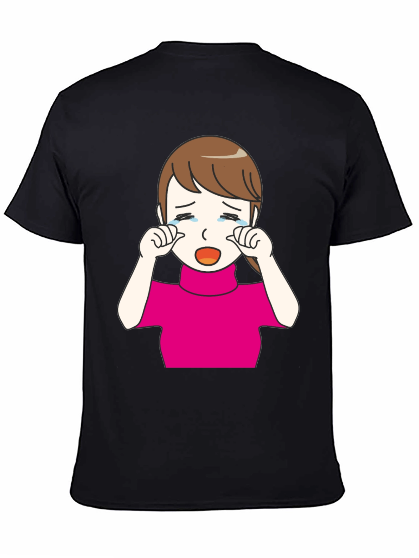 Crying Girl Graphic T-Shirt - Trendy Black Tee