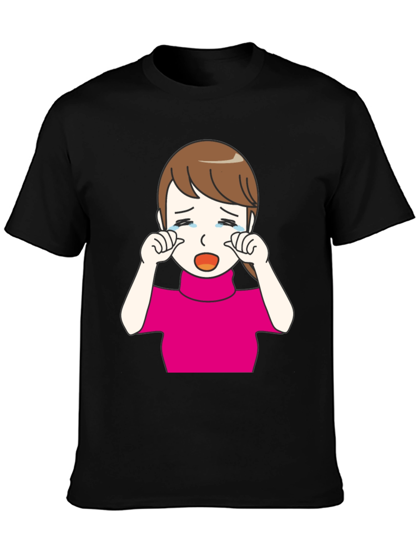 Crying Girl Graphic T-Shirt - Trendy Black Tee