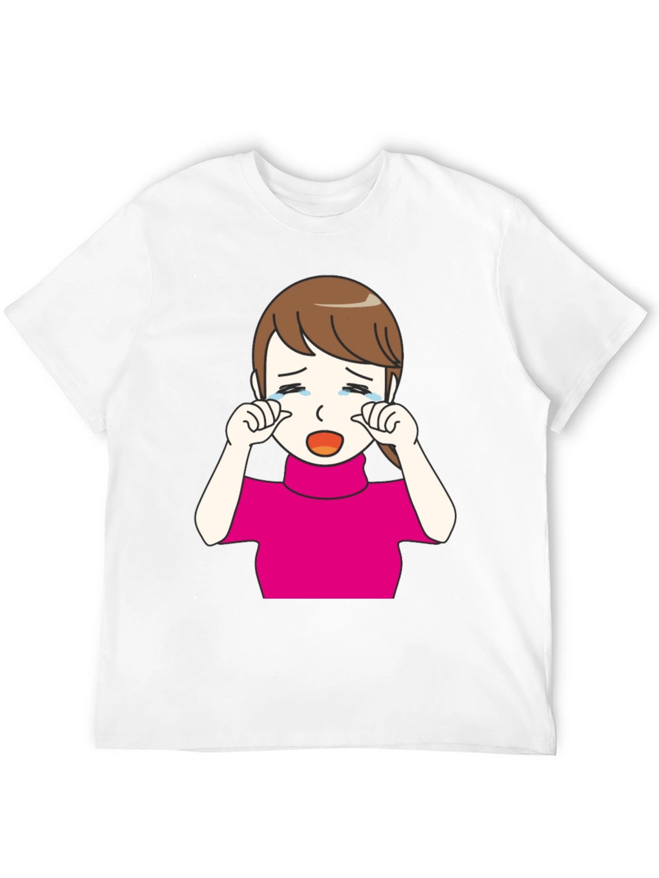 Crying Girl Graphic T-Shirt - Trendy Black Tee