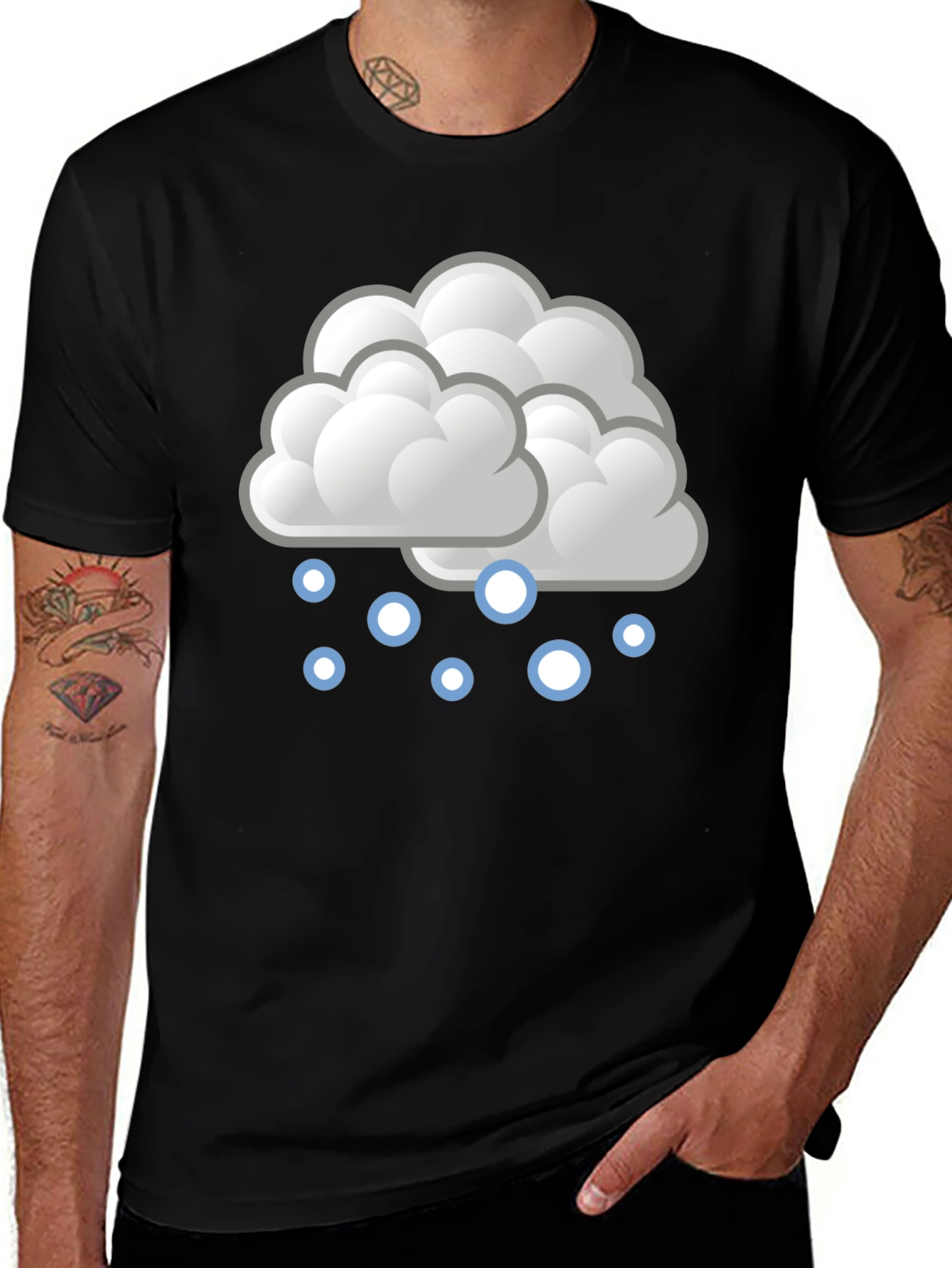 Snow Cloud Graphic Tee - Soft Black Cotton T-Shirt