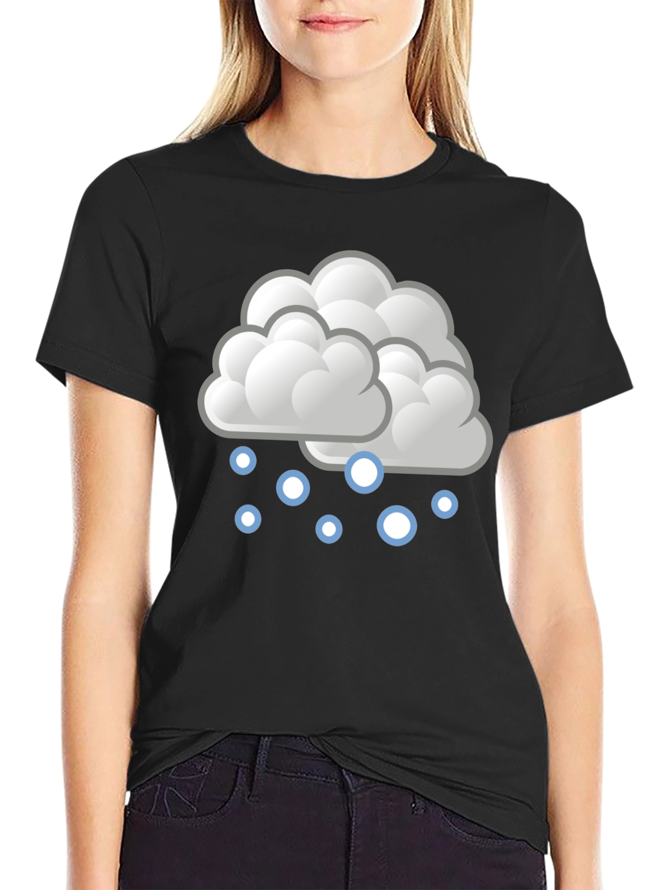 Snow Cloud Graphic Tee - Soft Black Cotton T-Shirt