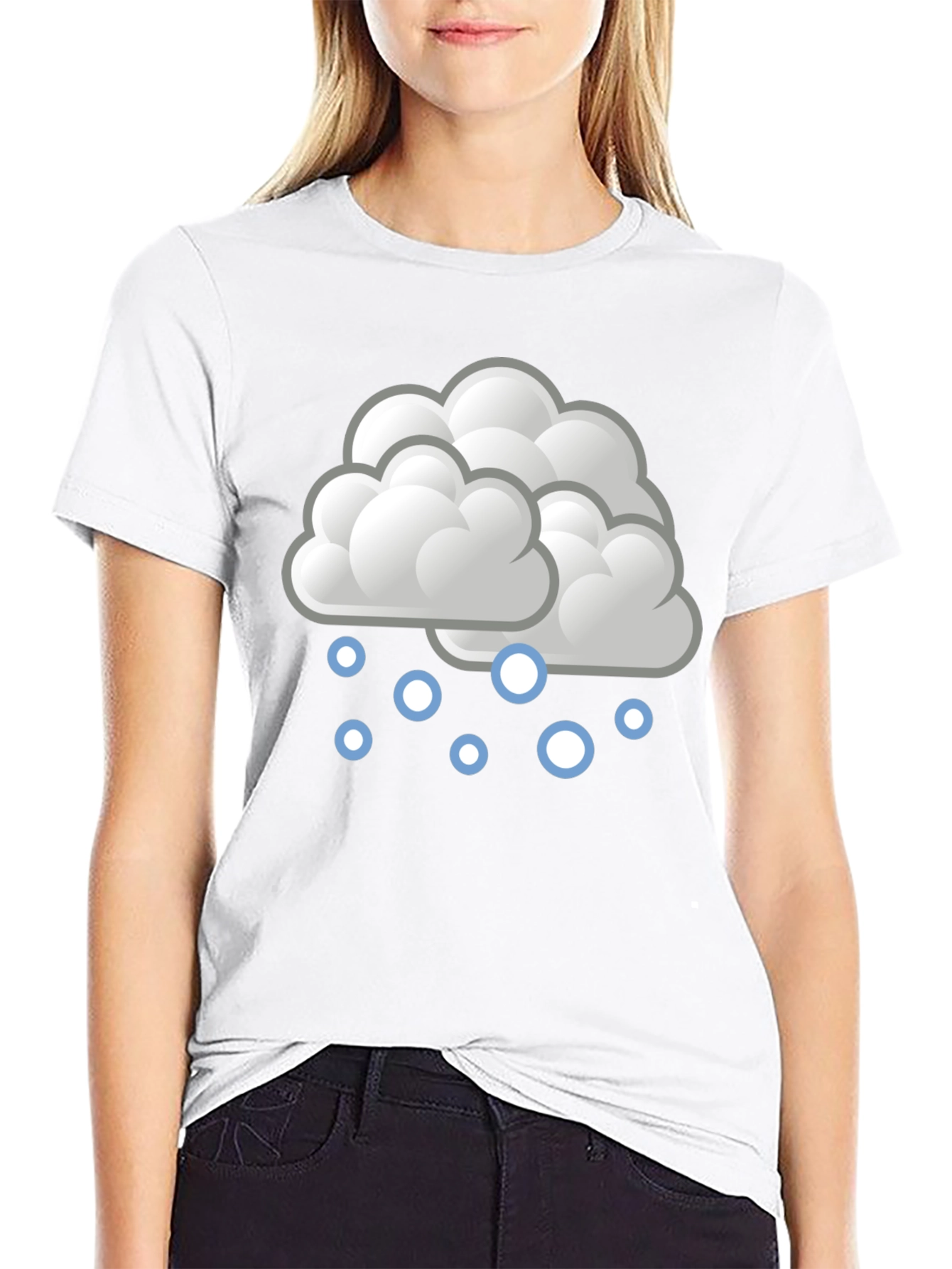 Snow Cloud Graphic Tee - Soft Black Cotton T-Shirt