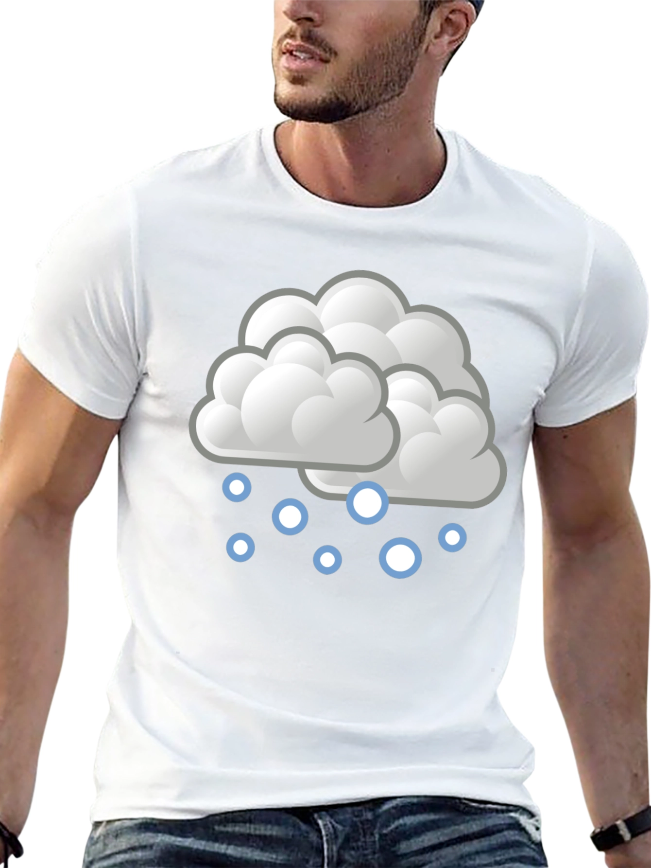 Snow Cloud Graphic Tee - Soft Black Cotton T-Shirt