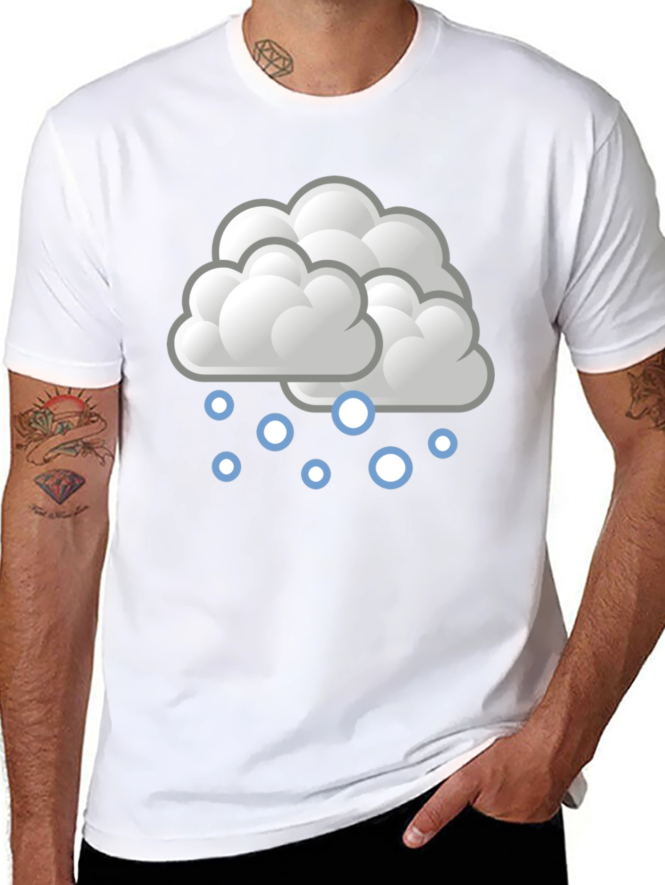 Snow Cloud Graphic Tee - Soft Black Cotton T-Shirt