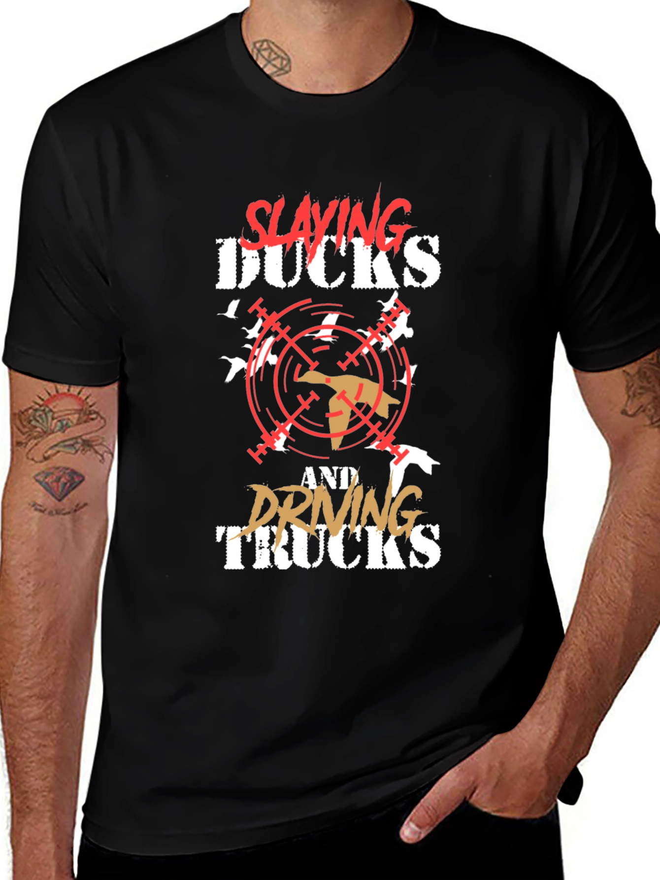 Slaying Ducks & Driving Trucks Black Graphic T-Shirt