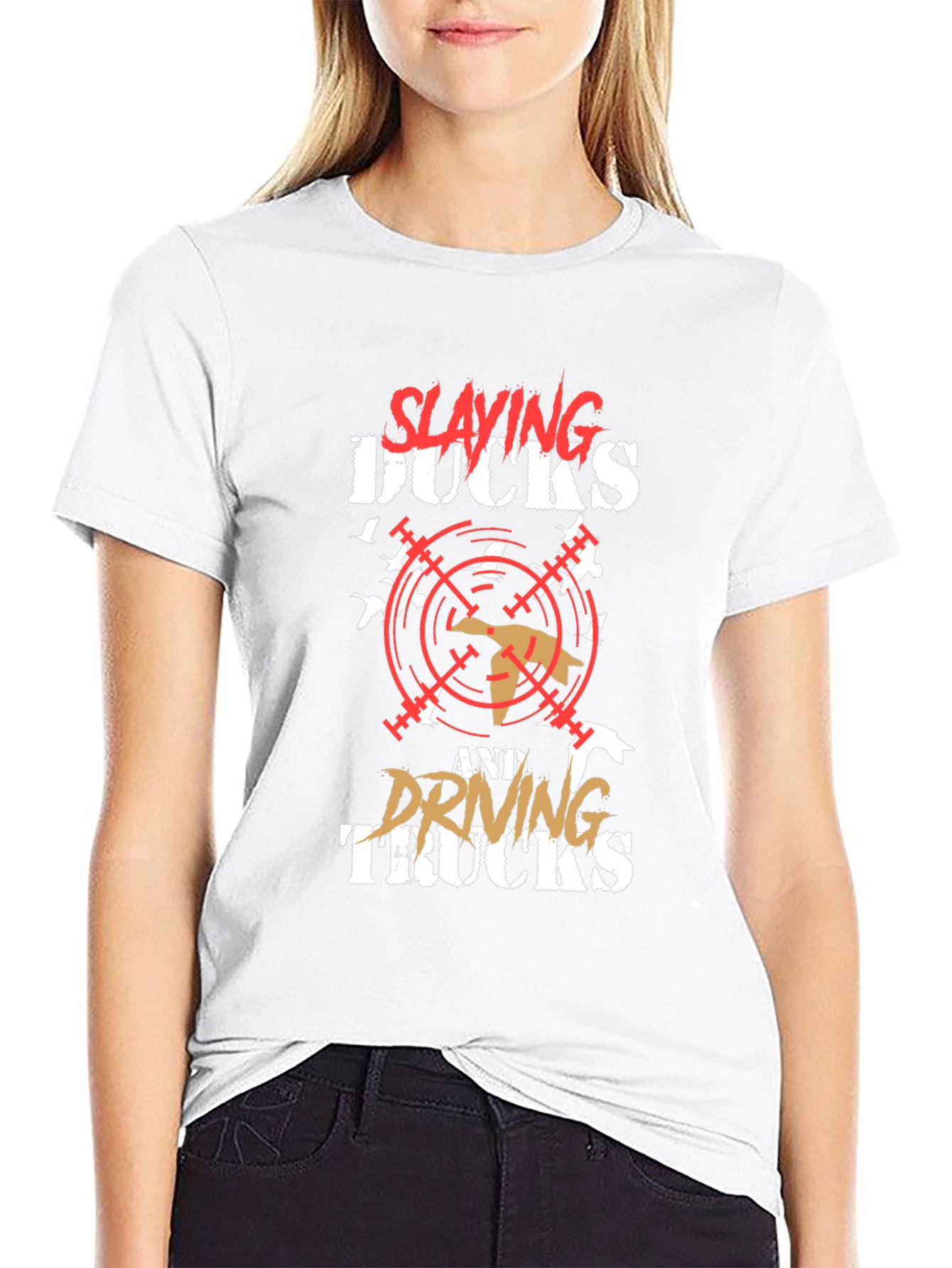 Slaying Ducks & Driving Trucks Black Graphic T-Shirt