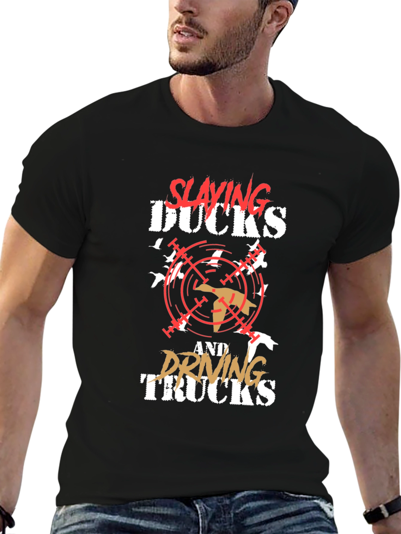 Slaying Ducks & Driving Trucks Black Graphic T-Shirt