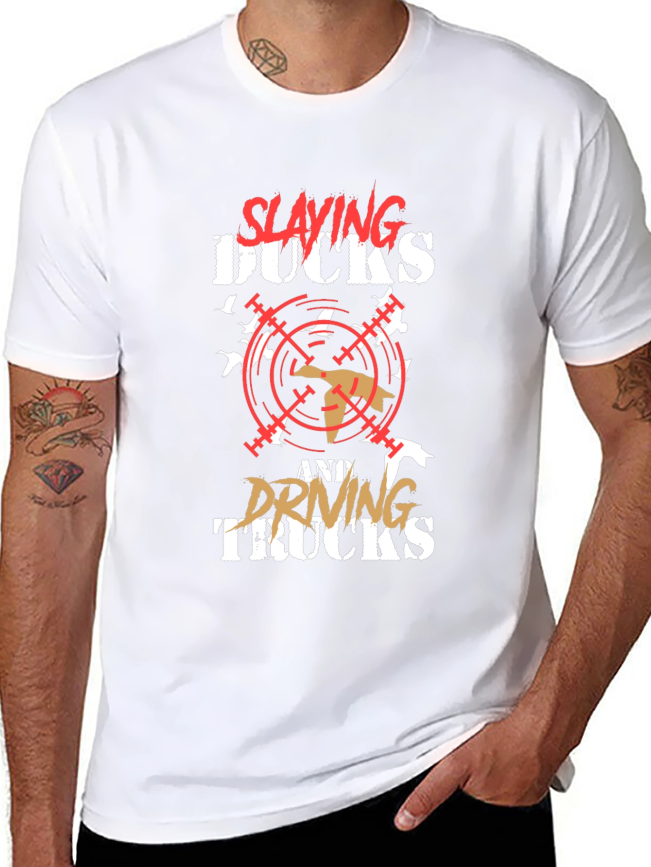 Slaying Ducks & Driving Trucks Black Graphic T-Shirt