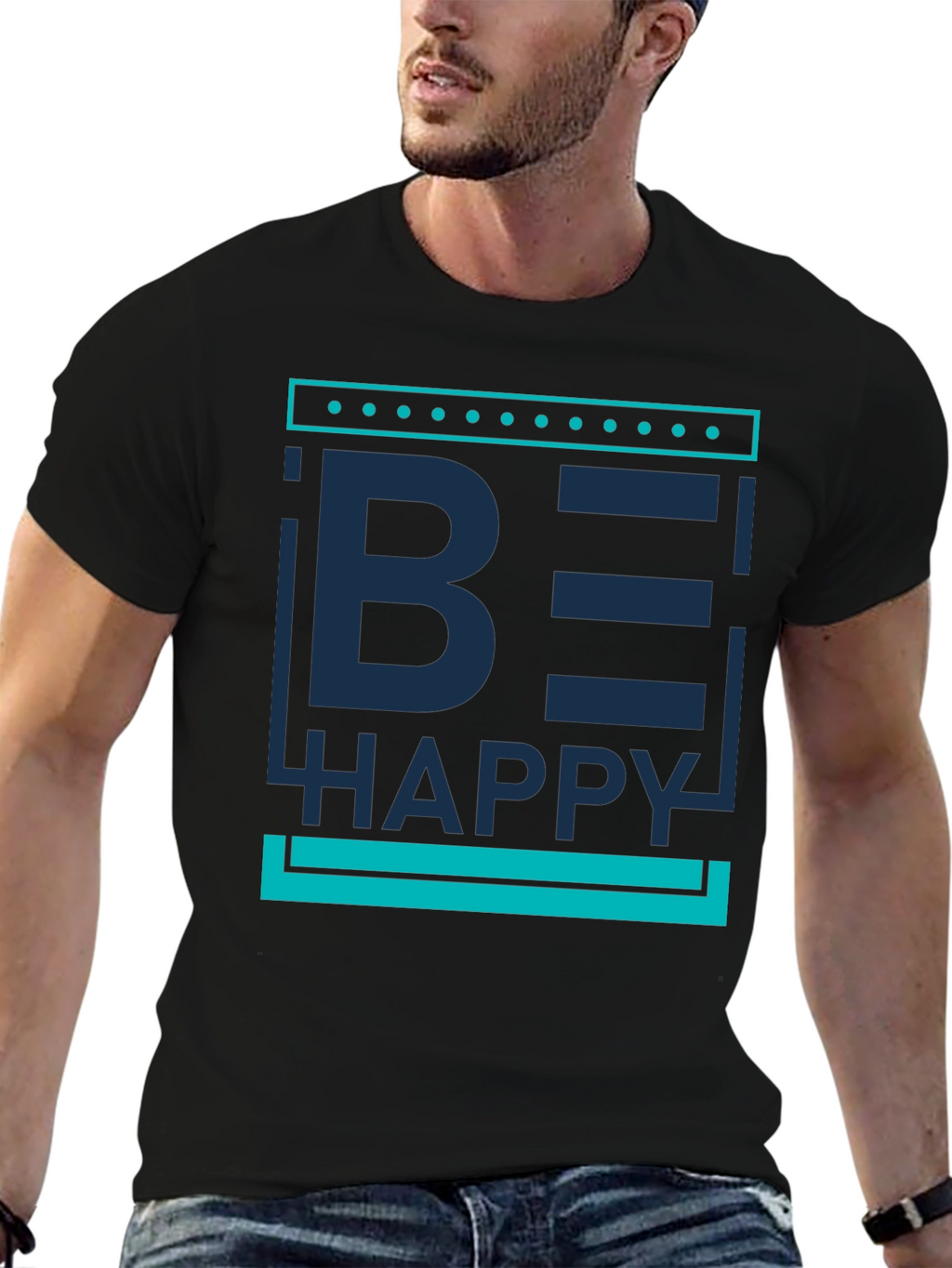 Be Happy Graphic Print Mens T-Shirt