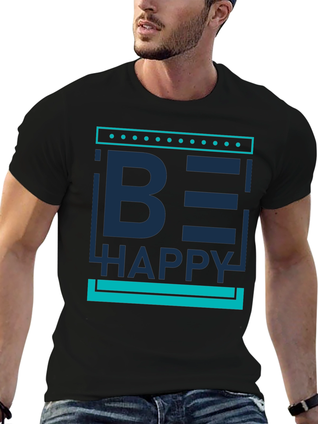 Be Happy Graphic Print Mens T-Shirt