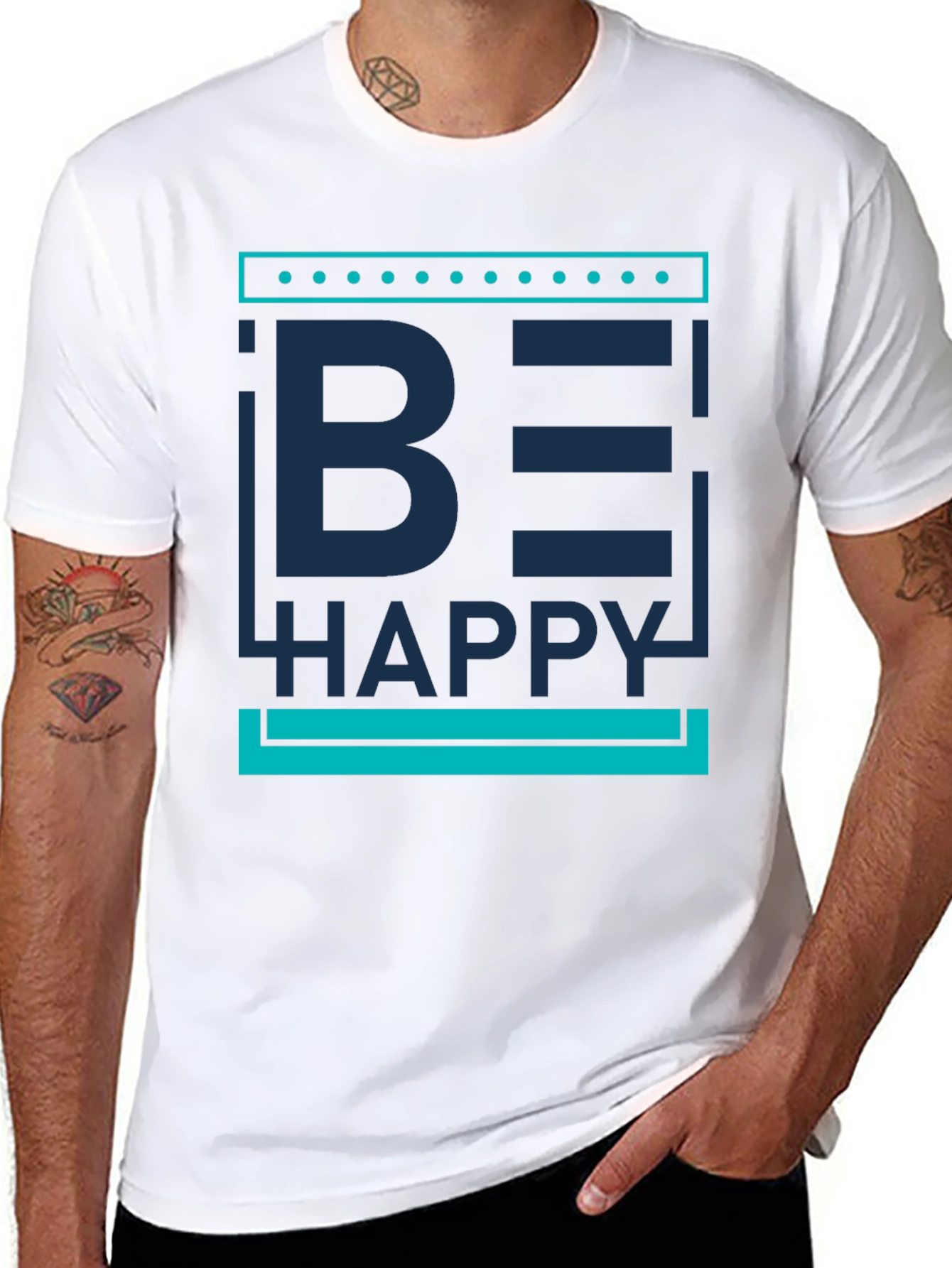 Be Happy Graphic Print Mens T-Shirt
