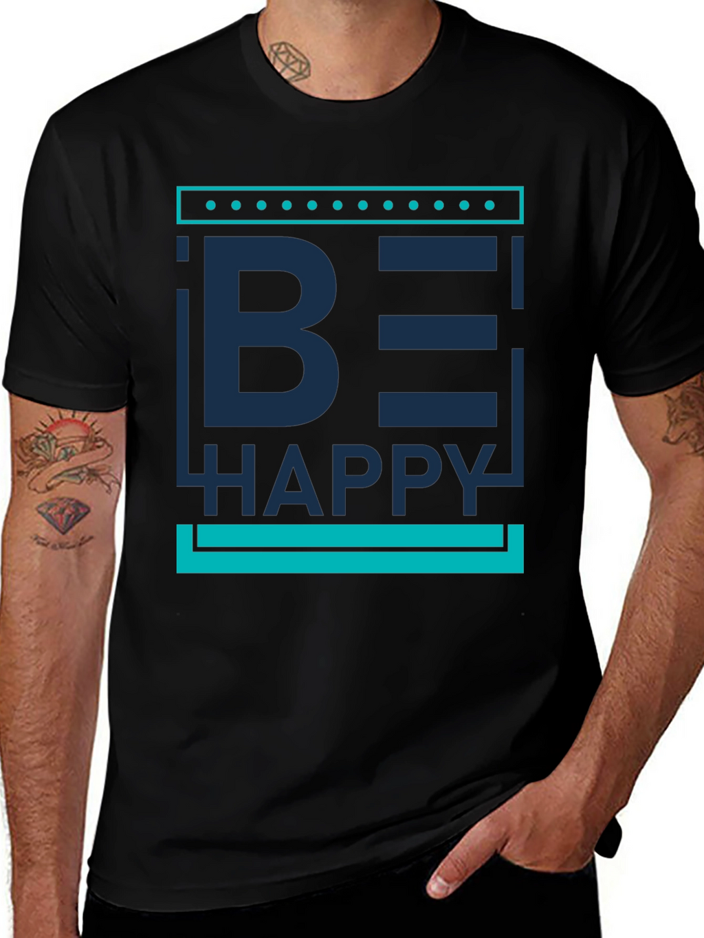 Be Happy Graphic Print Mens T-Shirt