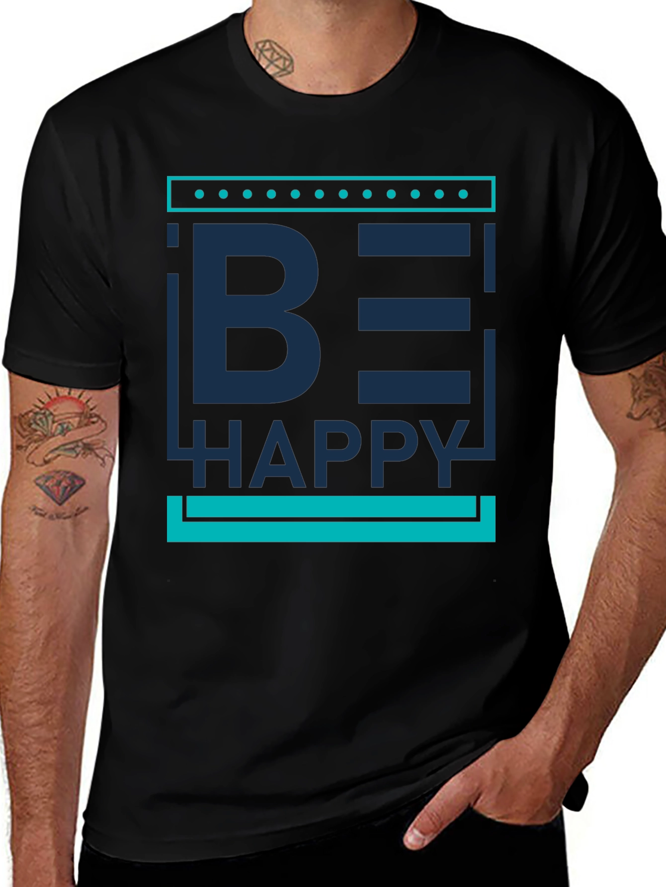 Be Happy Graphic Print Mens T-Shirt