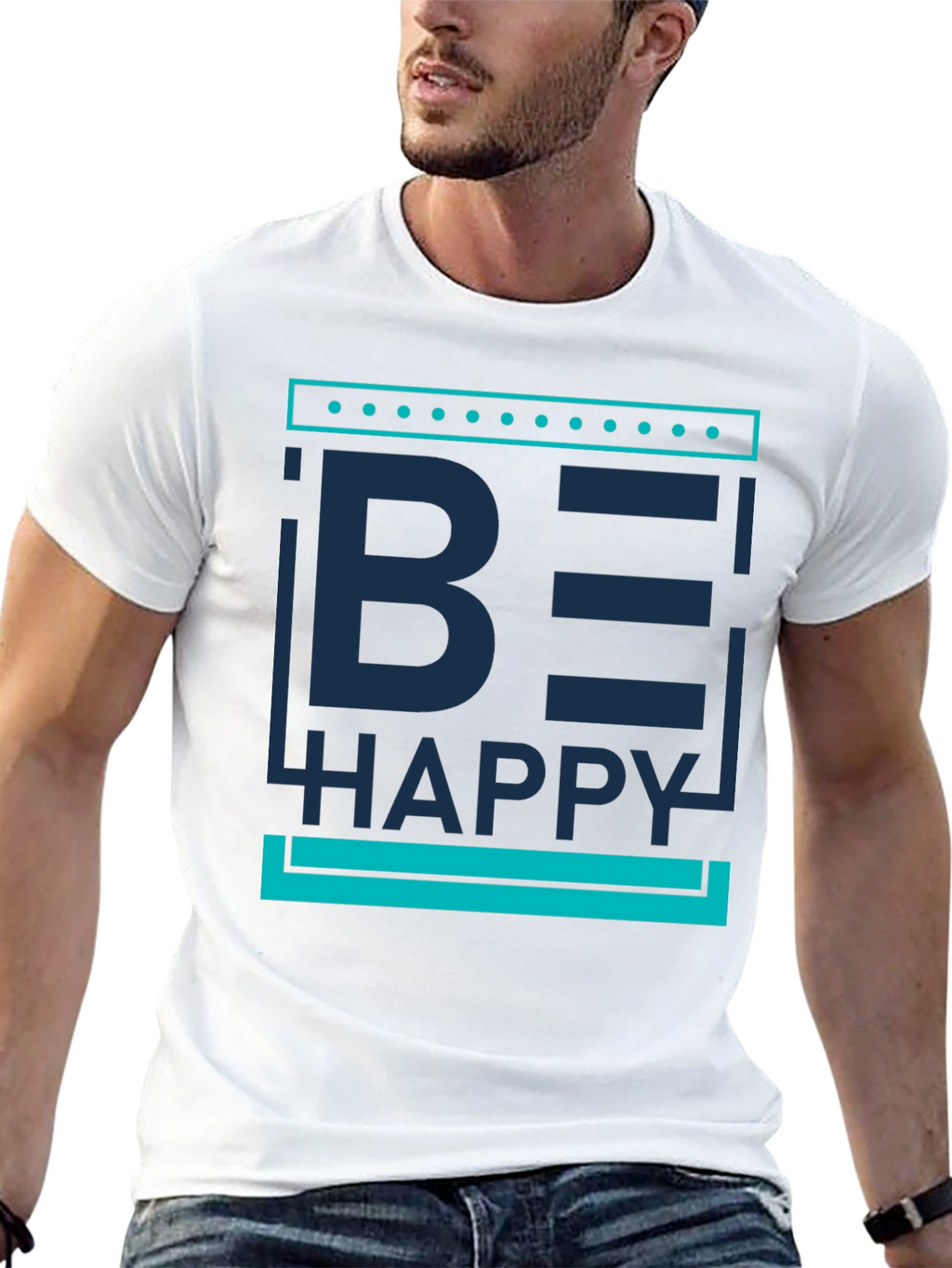 Be Happy Graphic Print Mens T-Shirt