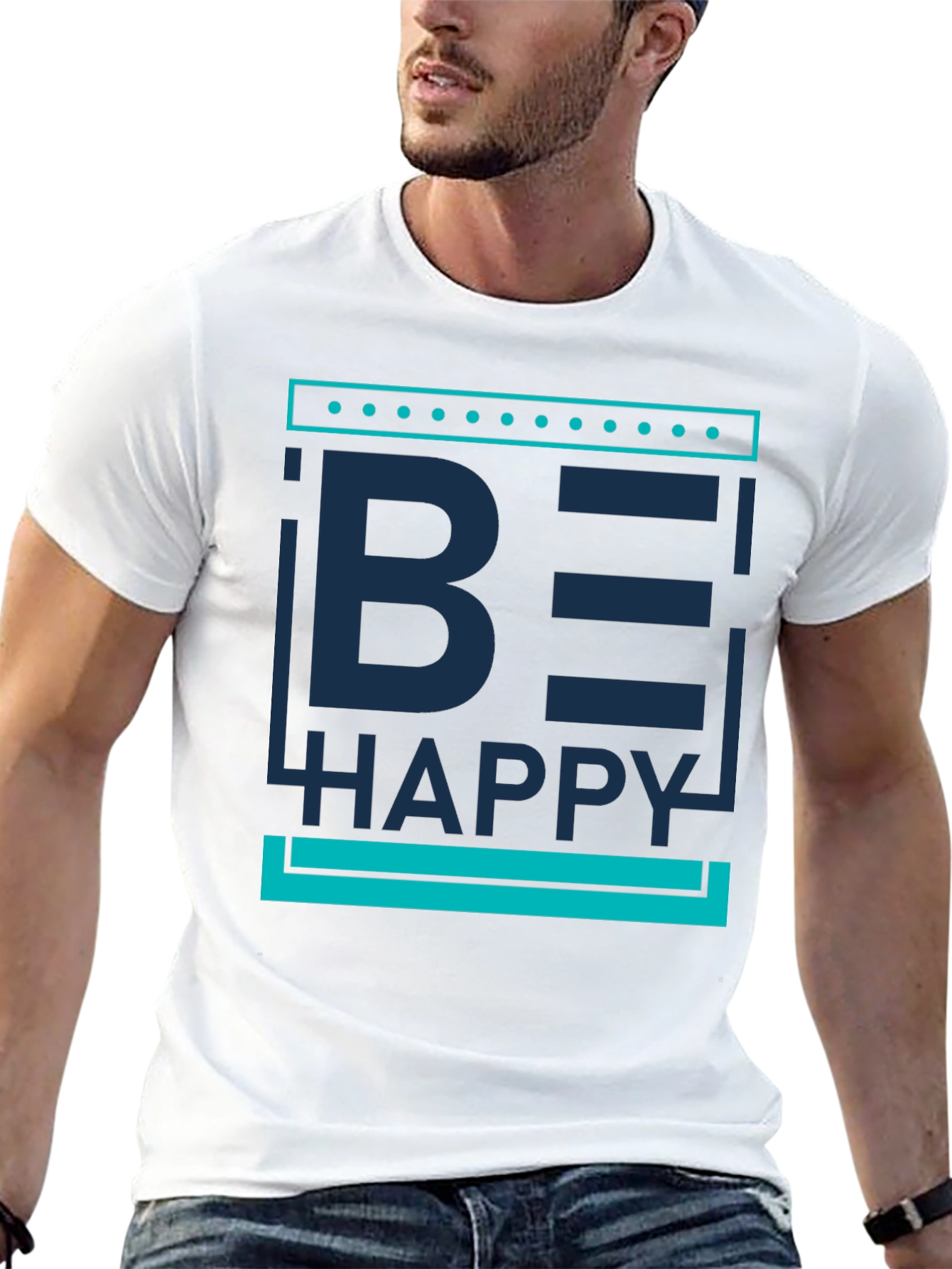 Be Happy Graphic Print Mens T-Shirt