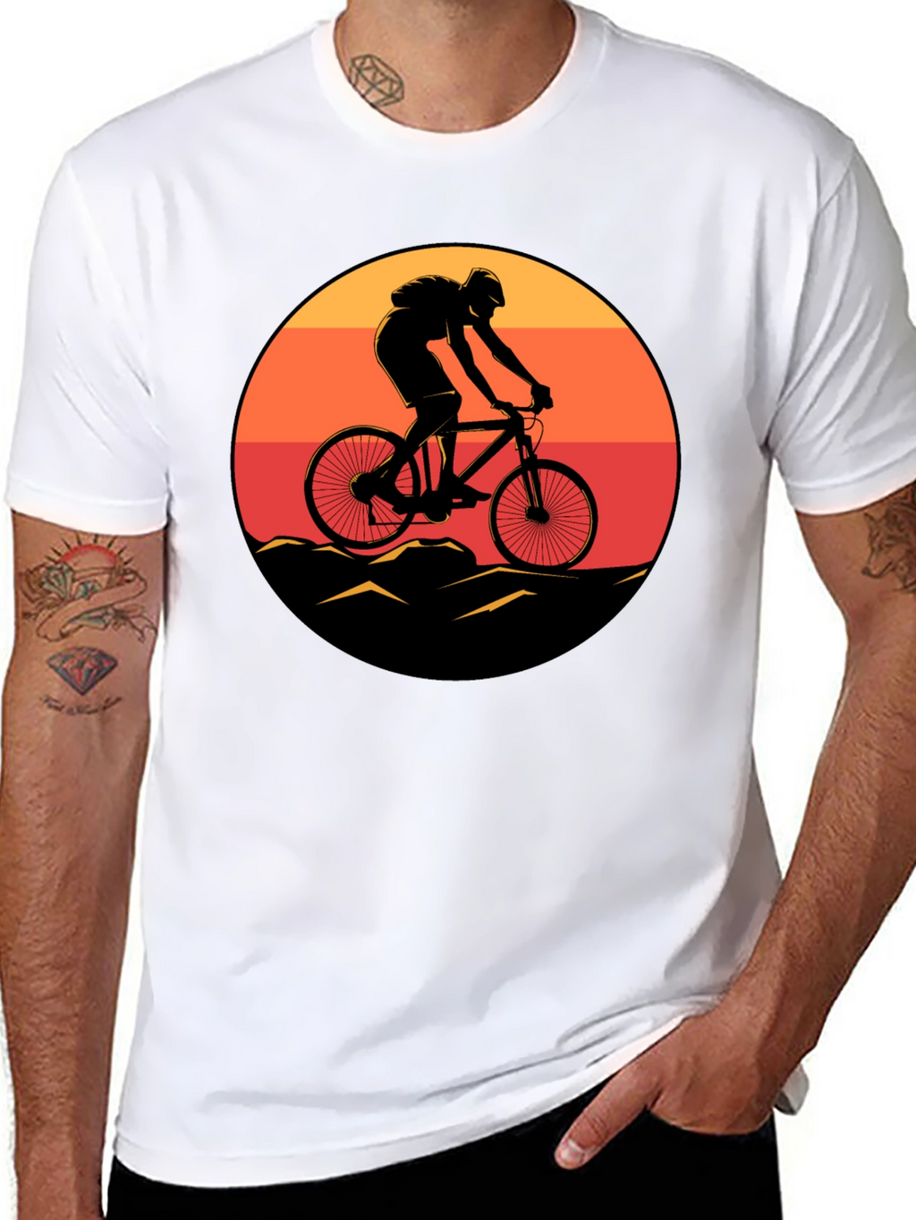 Mountain Biker Sunset Graphic Tee - Black