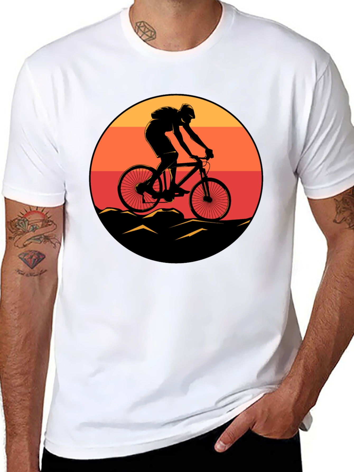 Mountain Biker Sunset Graphic Tee - Black
