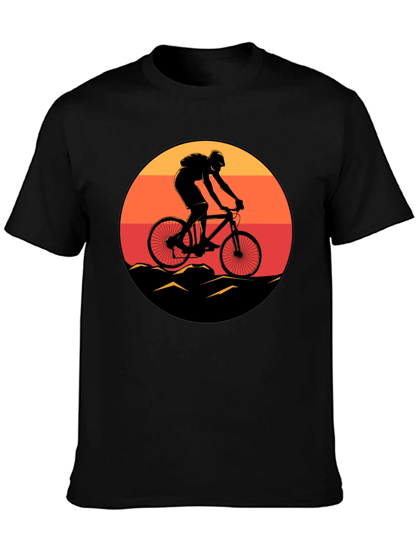 Mountain Biker Sunset Graphic Tee - Black