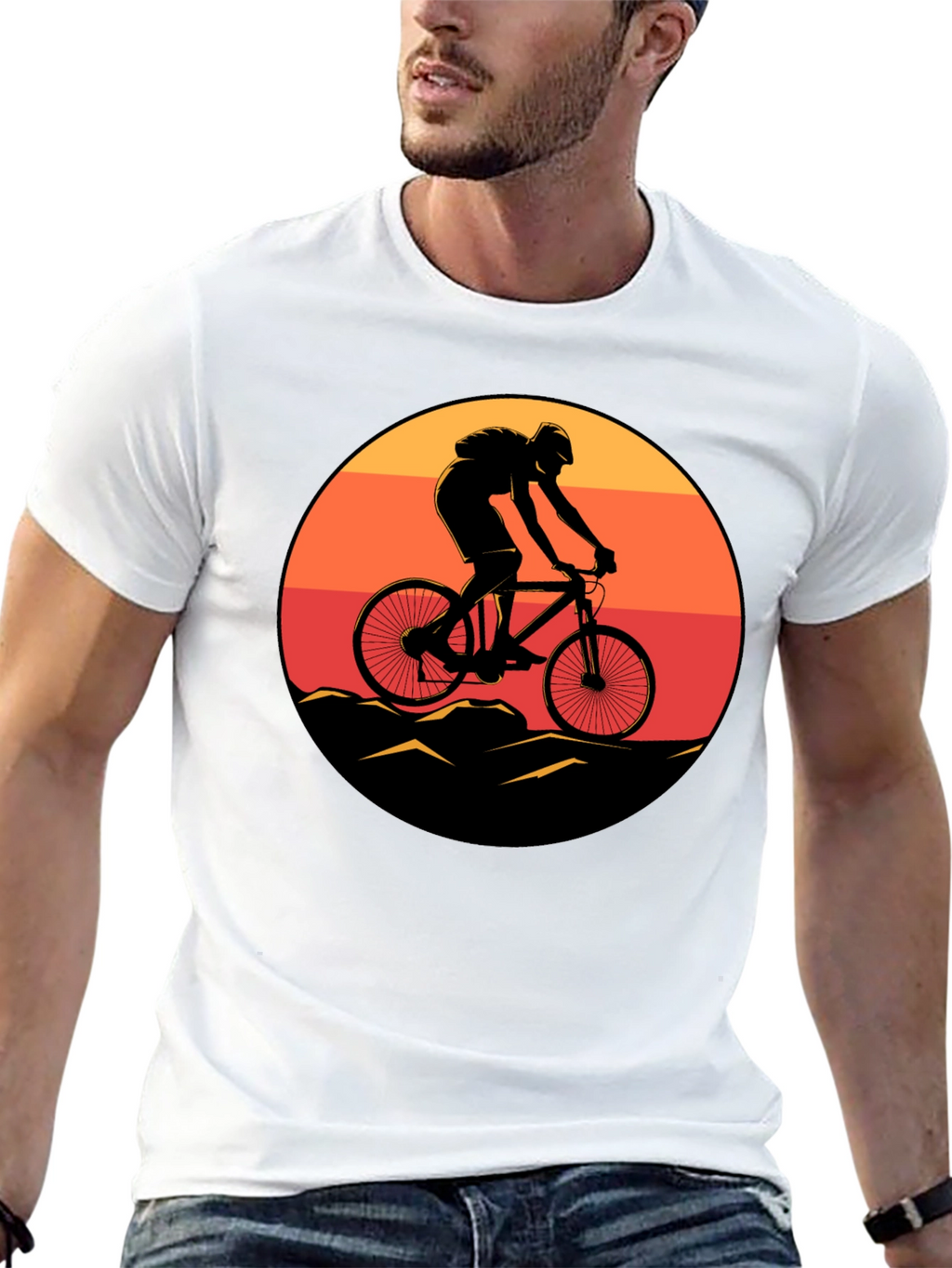 Mountain Biker Sunset Graphic Tee - Black