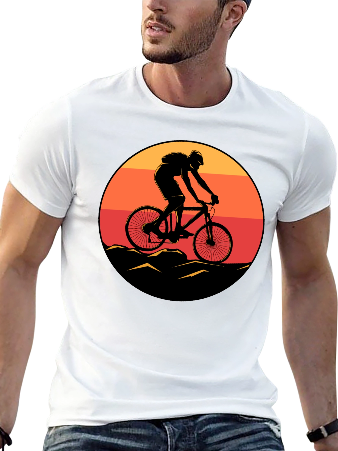 Mountain Biker Sunset Graphic Tee - Black