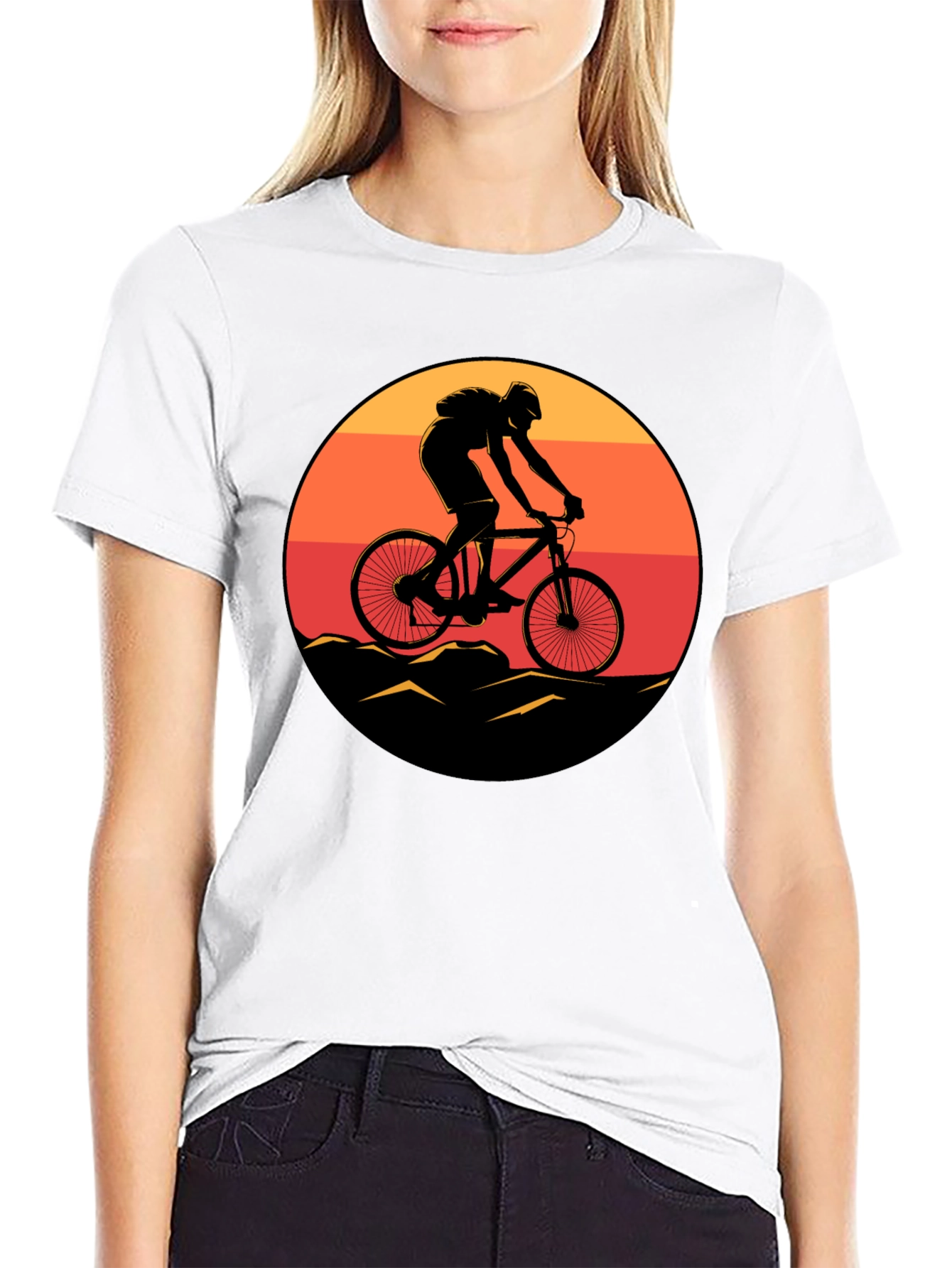 Mountain Biker Sunset Graphic Tee - Black