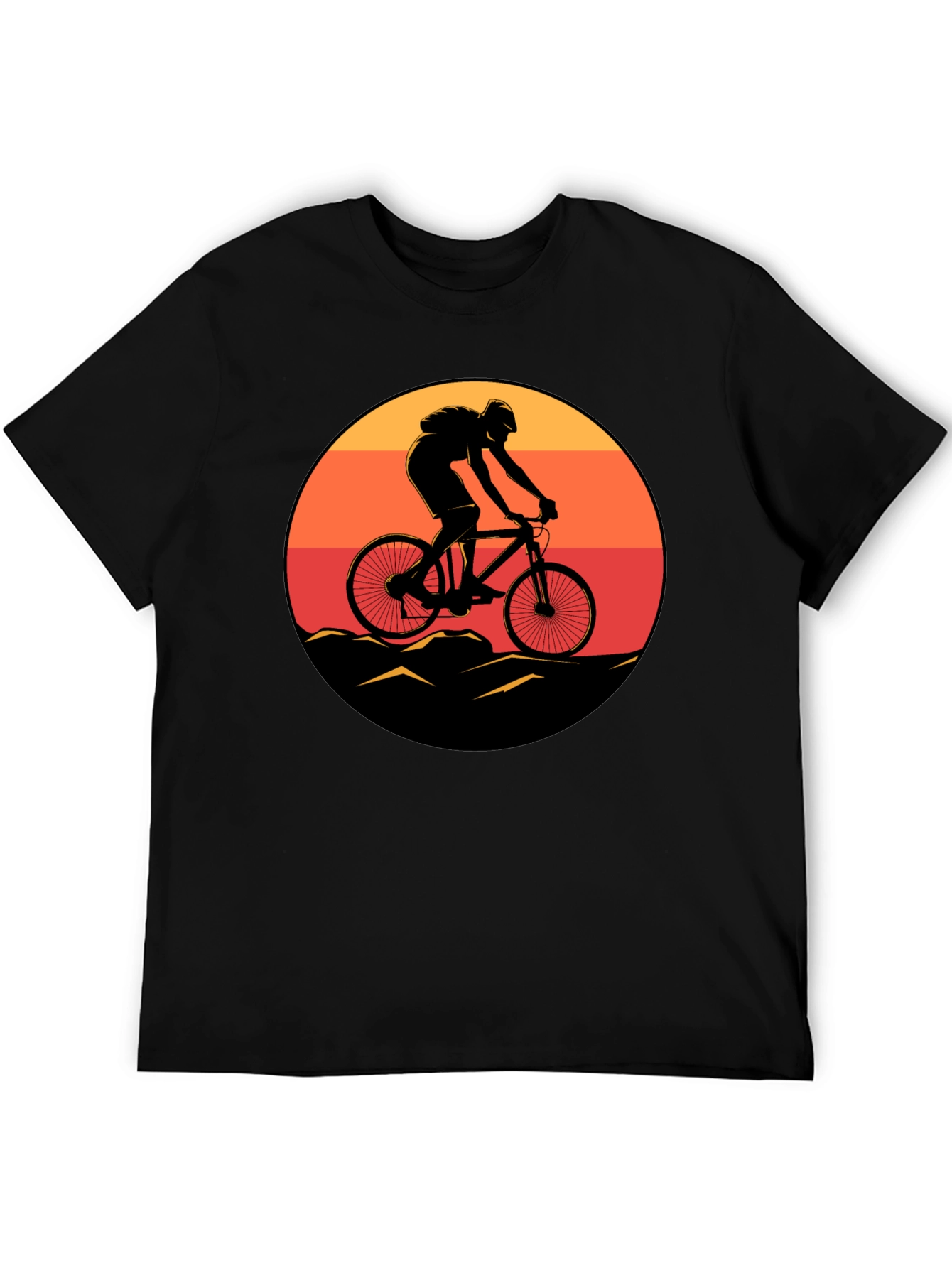Mountain Biker Sunset Graphic Tee - Black