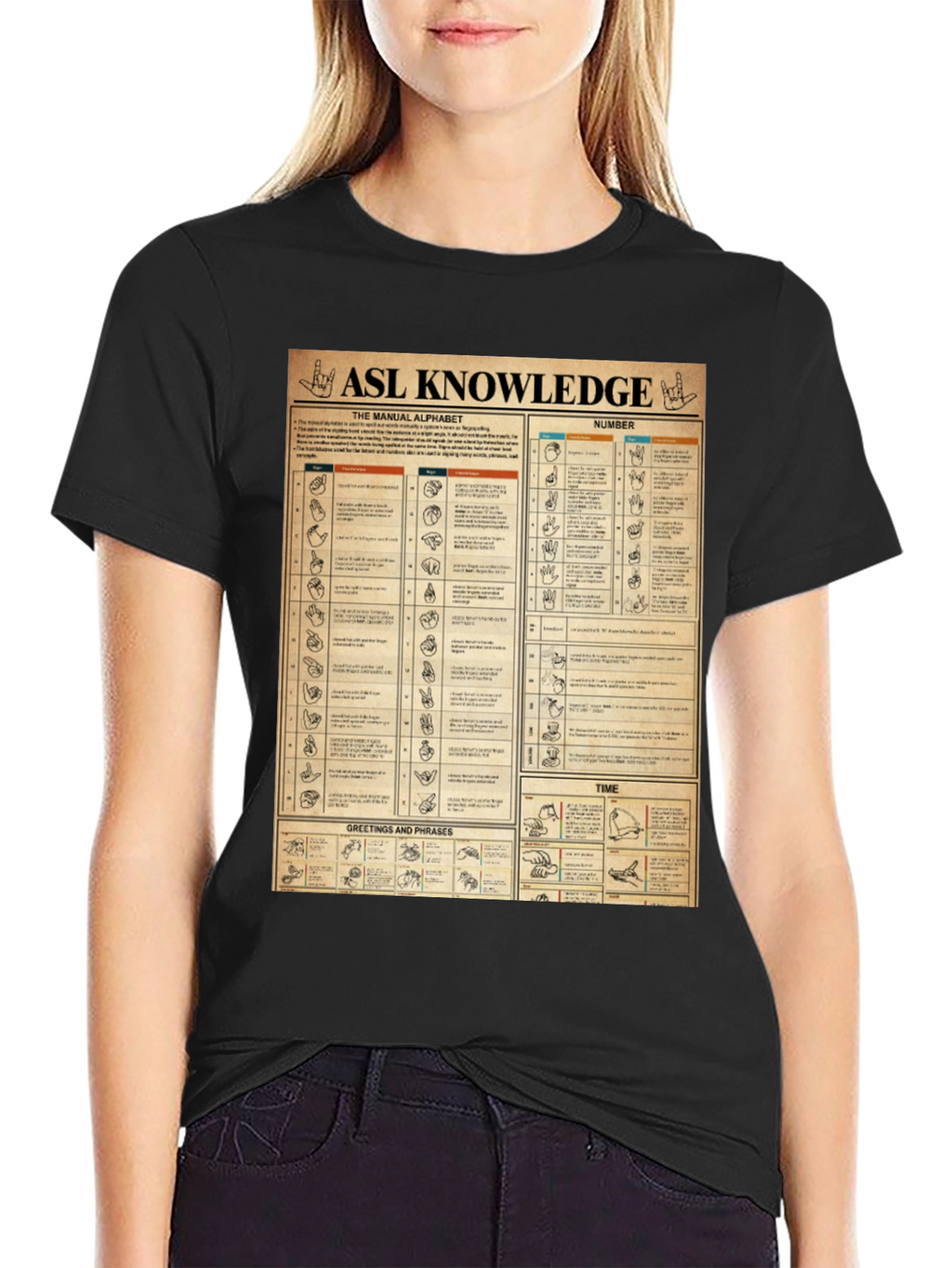 ASL Knowledge T-Shirt: Sign Language Manual Chart