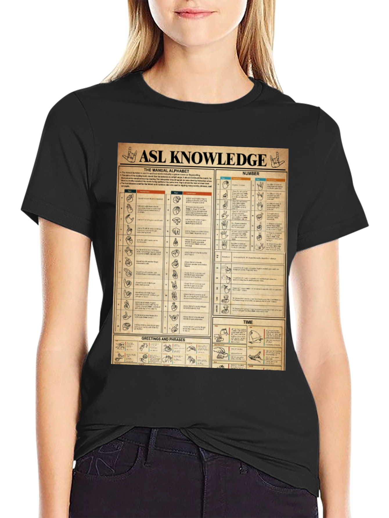 ASL Knowledge T-Shirt: Sign Language Manual Chart