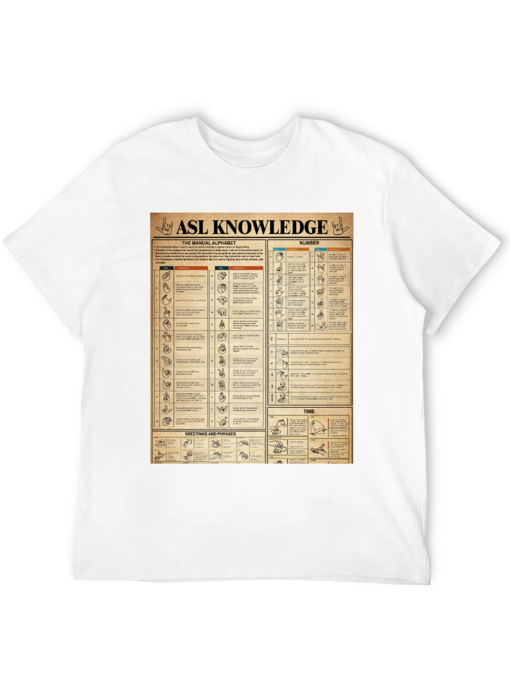ASL Knowledge T-Shirt: Sign Language Manual Chart
