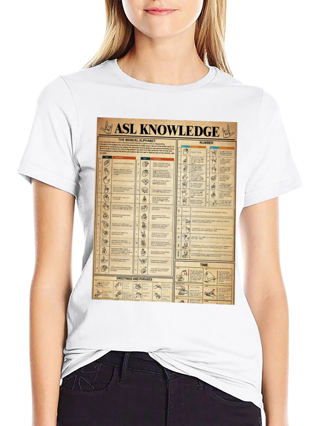 ASL Knowledge T-Shirt: Sign Language Manual Chart