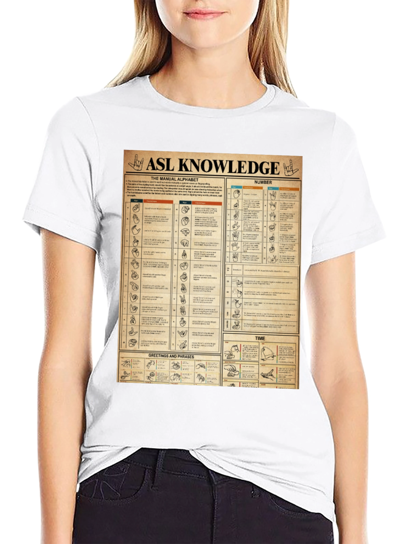 ASL Knowledge T-Shirt: Sign Language Manual Chart