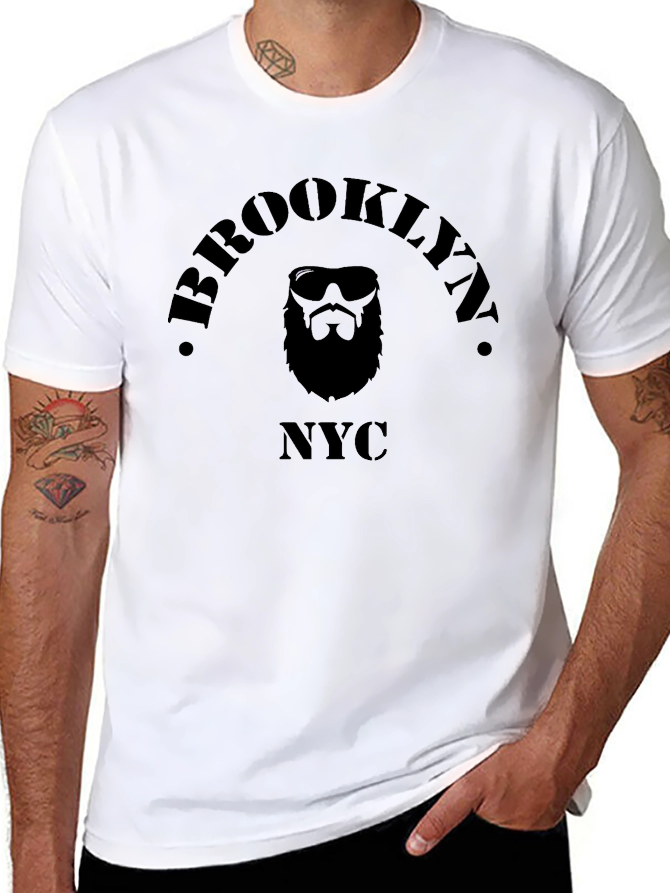 Brooklyn NYC Beard Graphic T-Shirt - Mens Black Tee