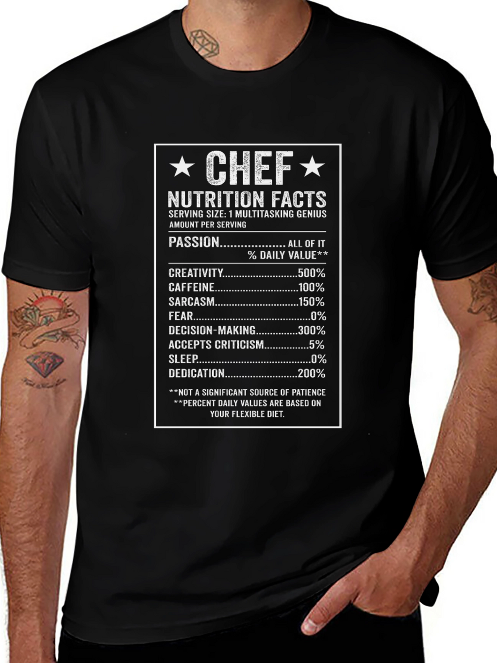 Chef Nutrition Facts Funny T-Shirt