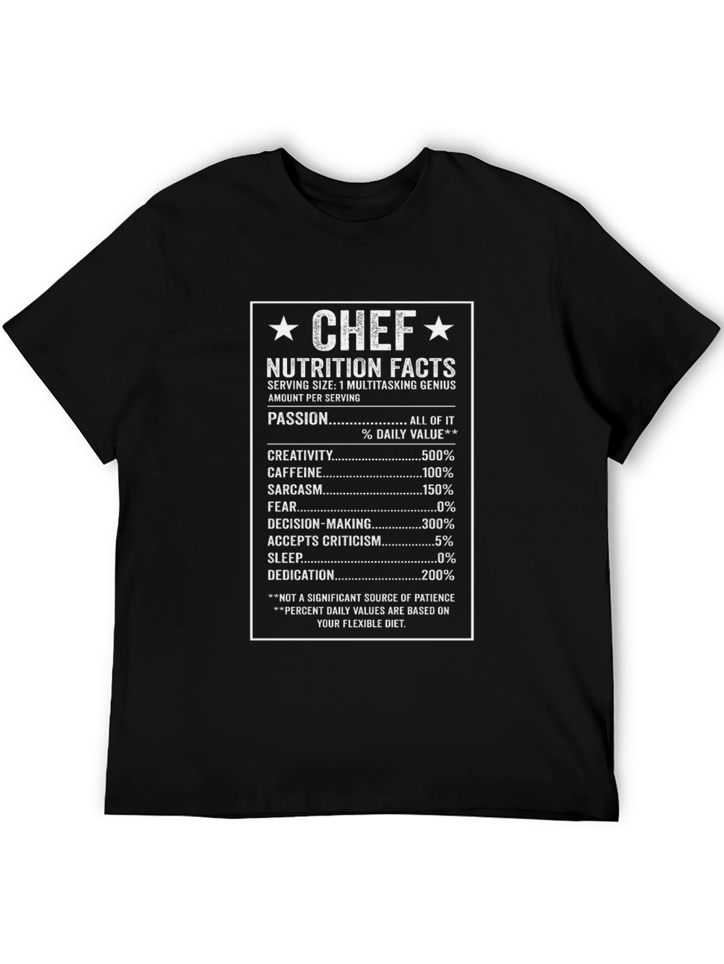 Chef Nutrition Facts Funny T-Shirt