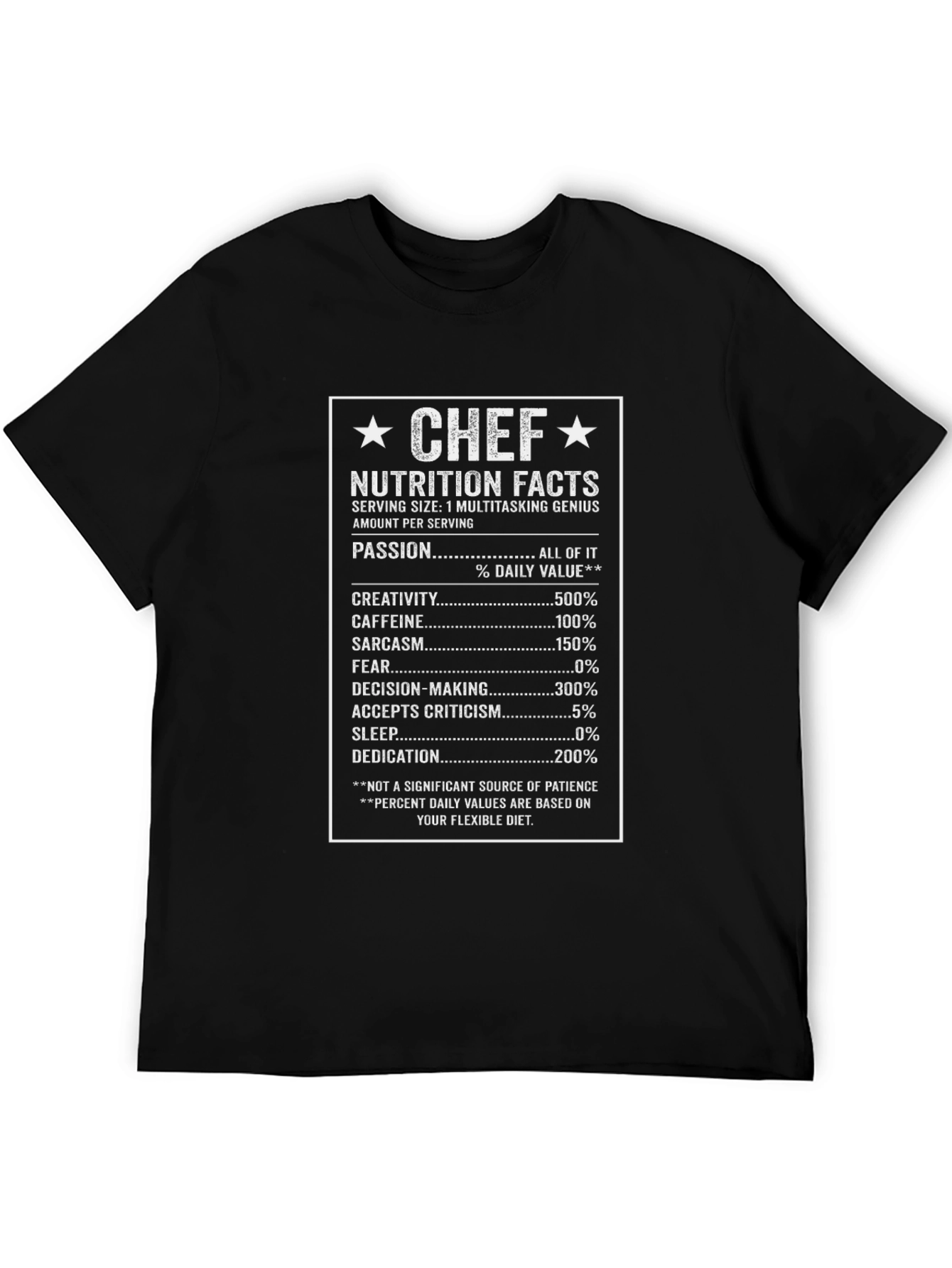 Chef Nutrition Facts Funny T-Shirt