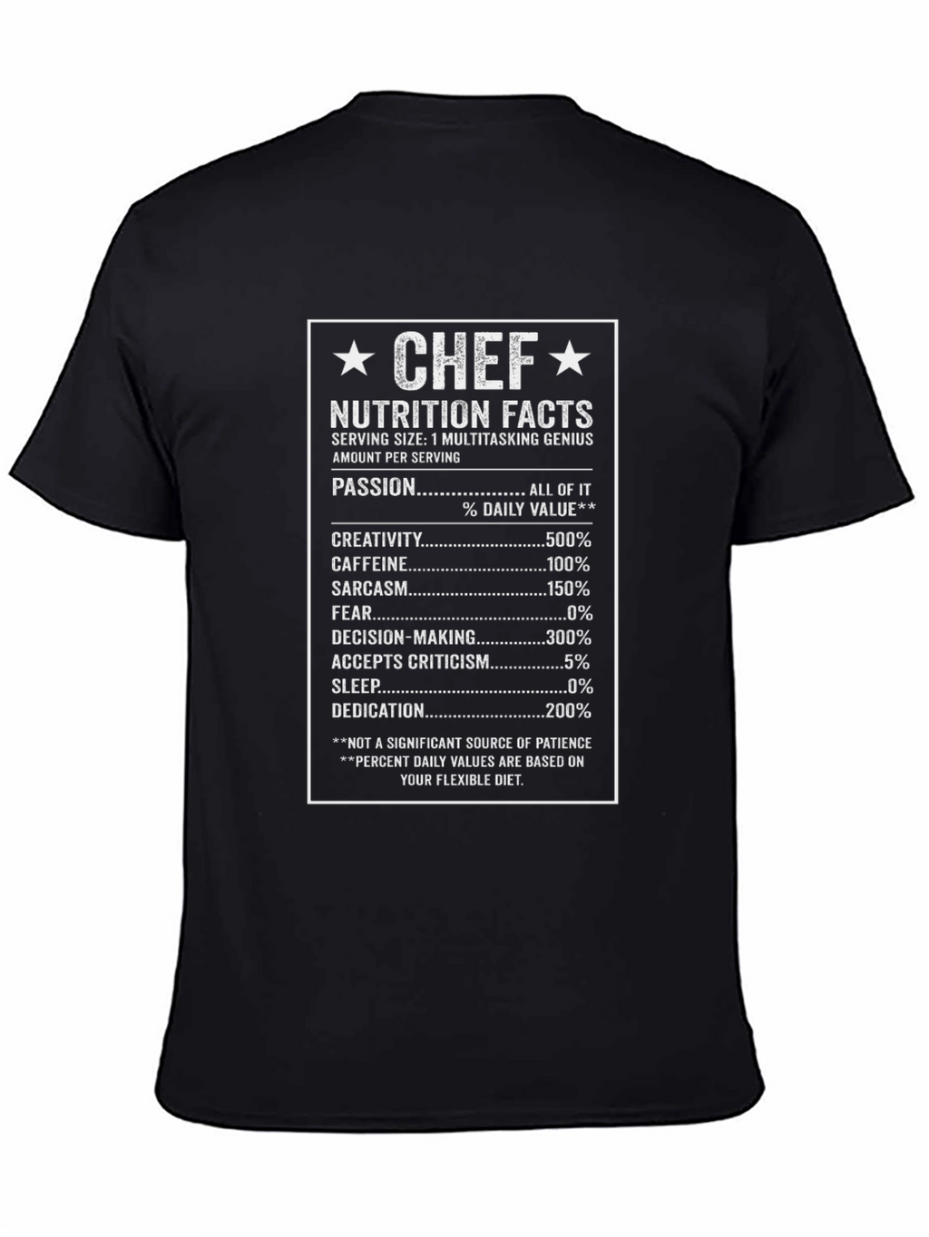Chef Nutrition Facts Funny T-Shirt