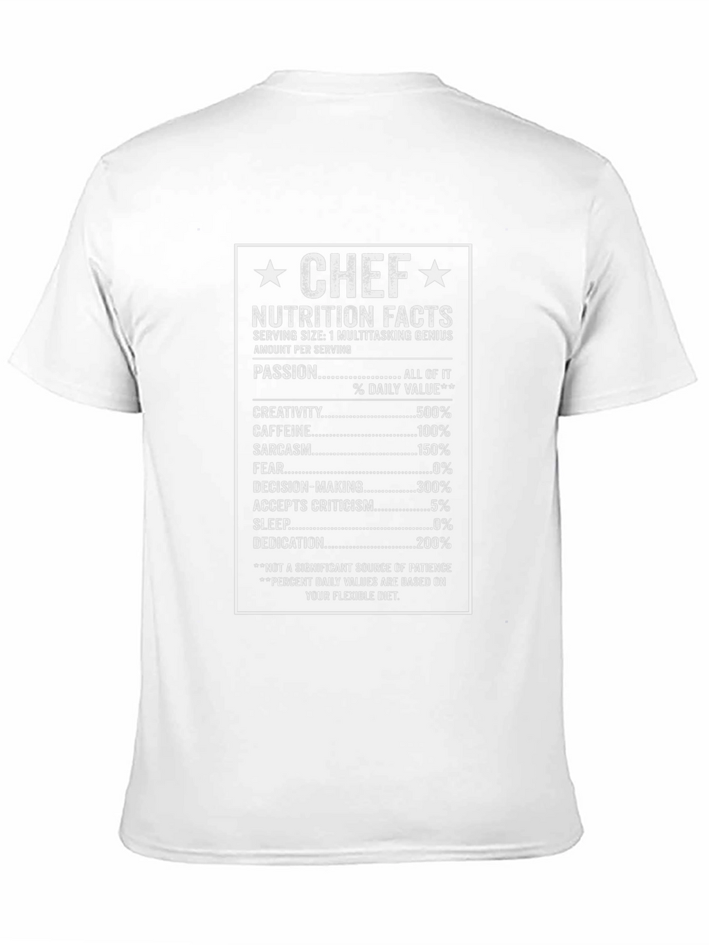 Chef Nutrition Facts Funny T-Shirt