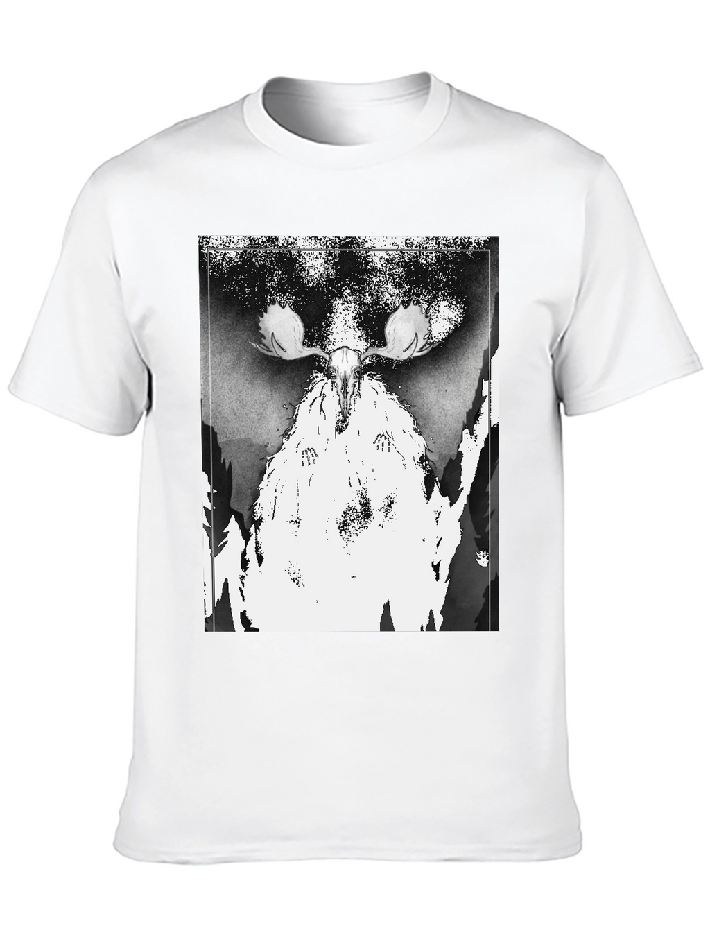 Black T-Shirt with Moose Skull Graphic