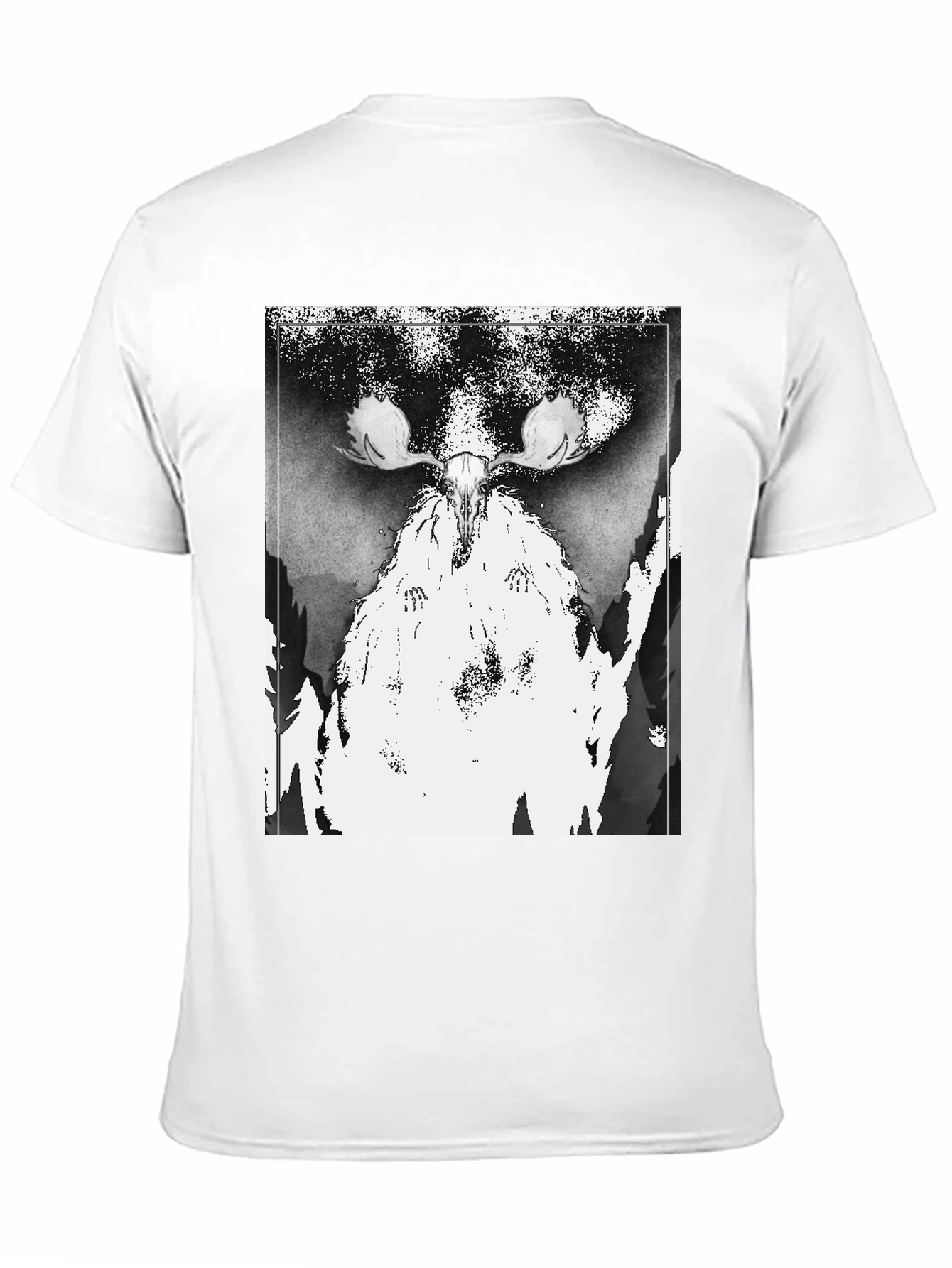 Black T-Shirt with Moose Skull Graphic