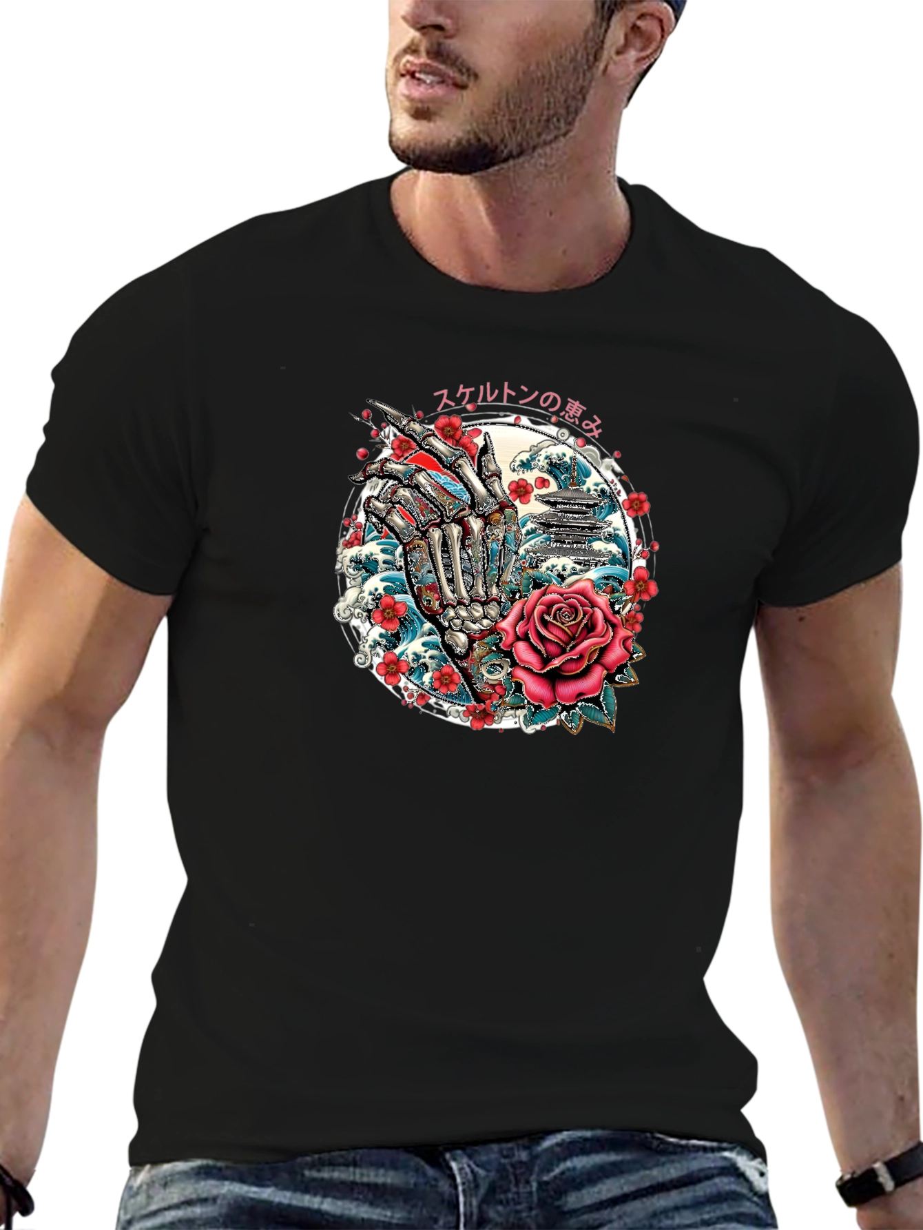 Skeleton Hand Rose Graphic Tee