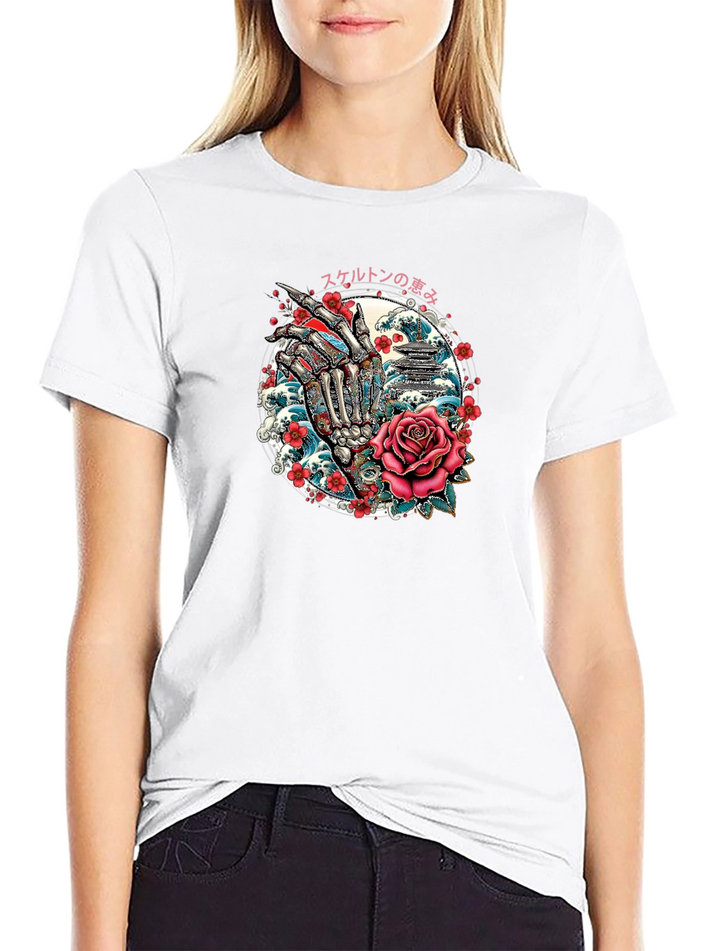Skeleton Hand Rose Graphic Tee