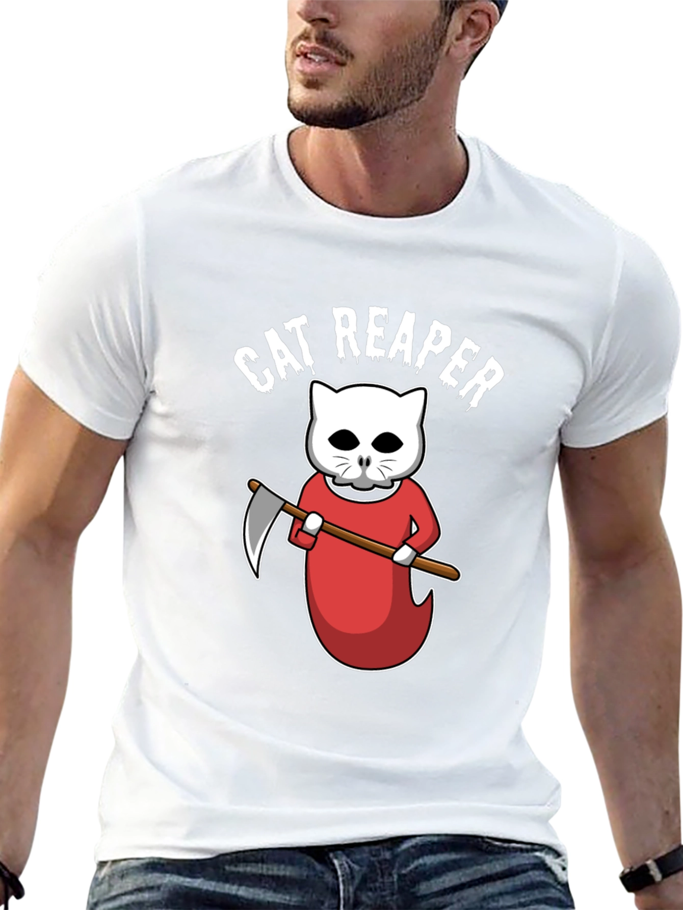 Cat Reaper T-Shirt - Funny Halloween Tee